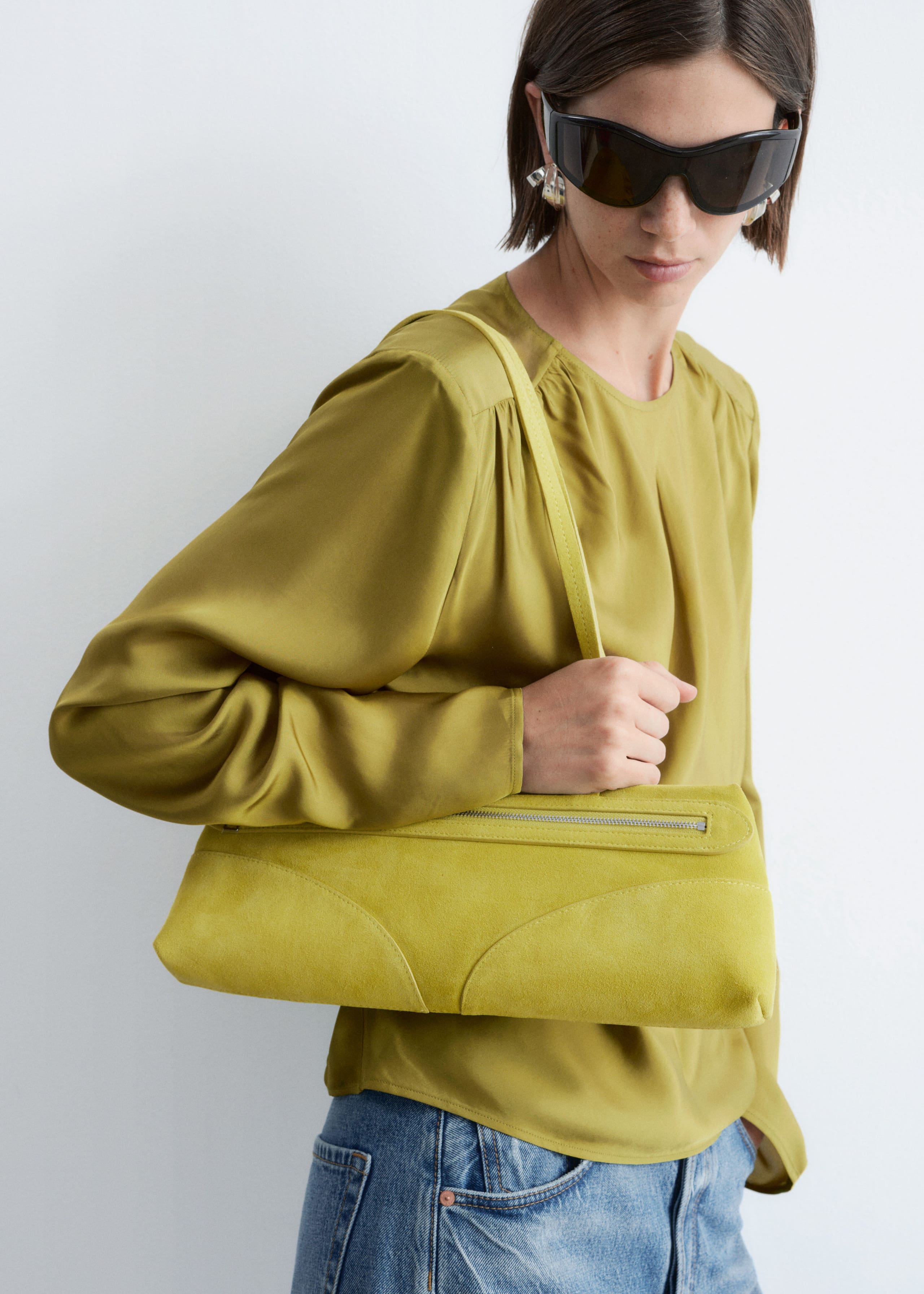 Image of Gathered Tie-Belt Blouse