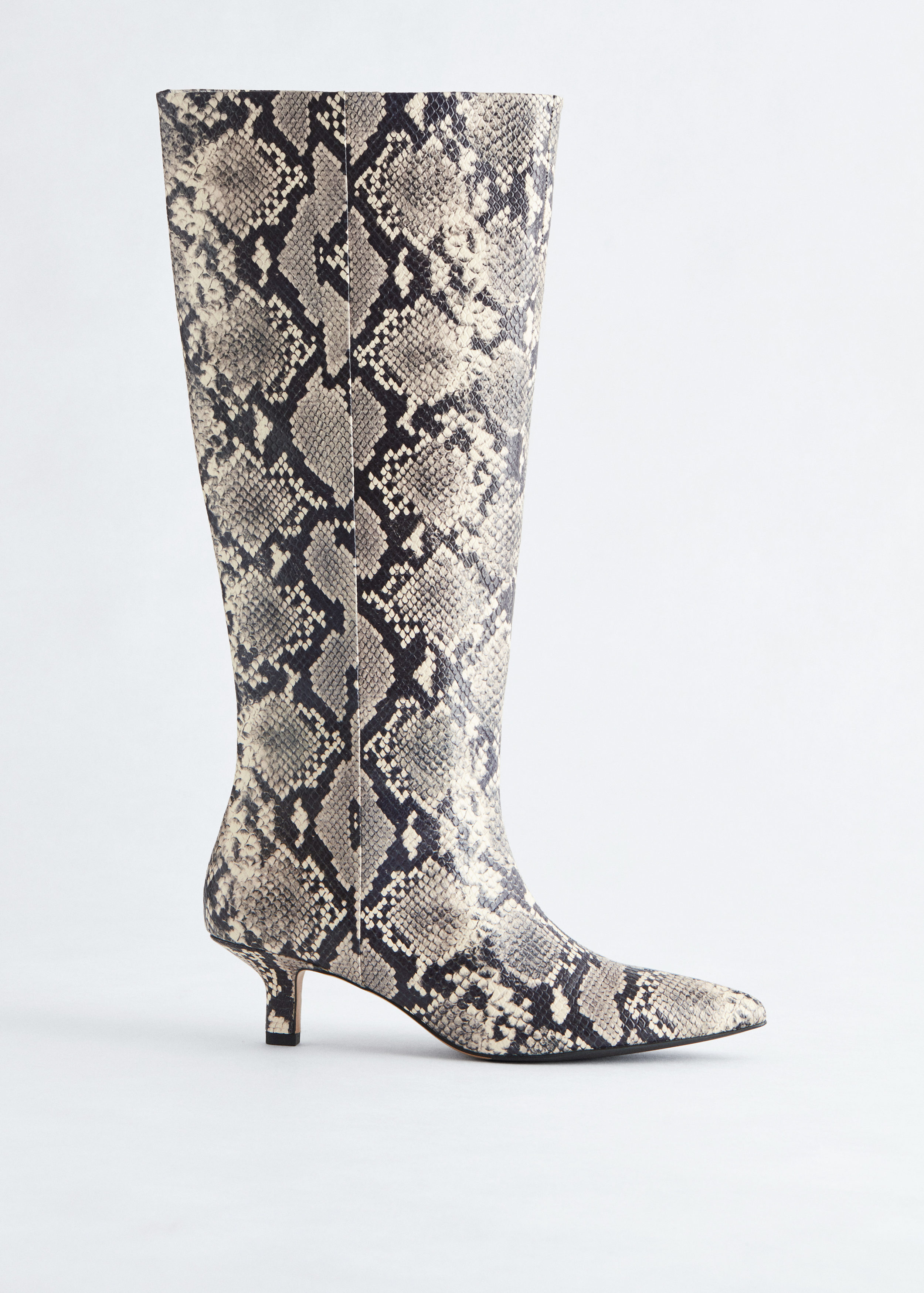 Kitten Heel Leather Knee Boots