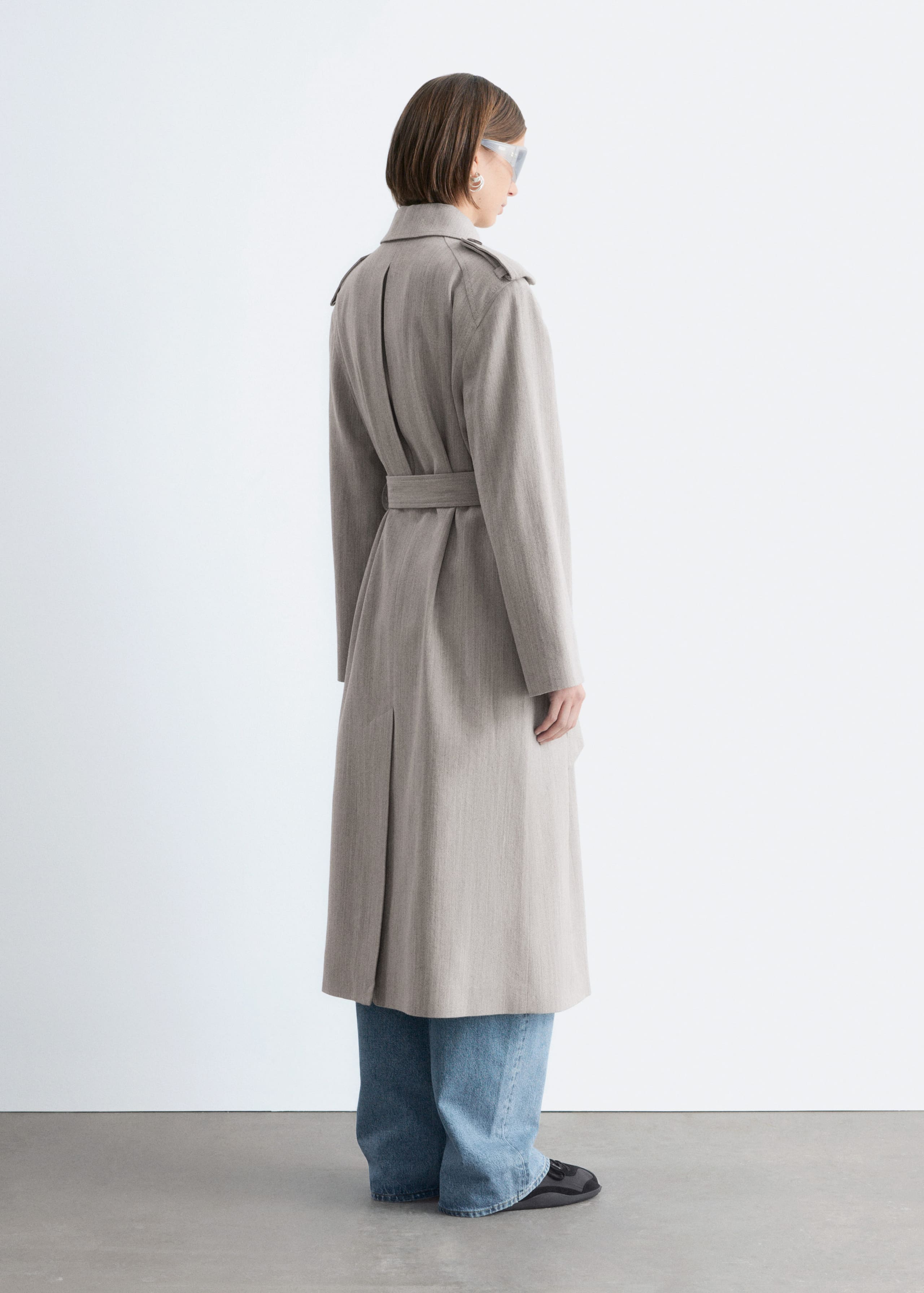 Image of Wool Tie-Belt Trench Coat