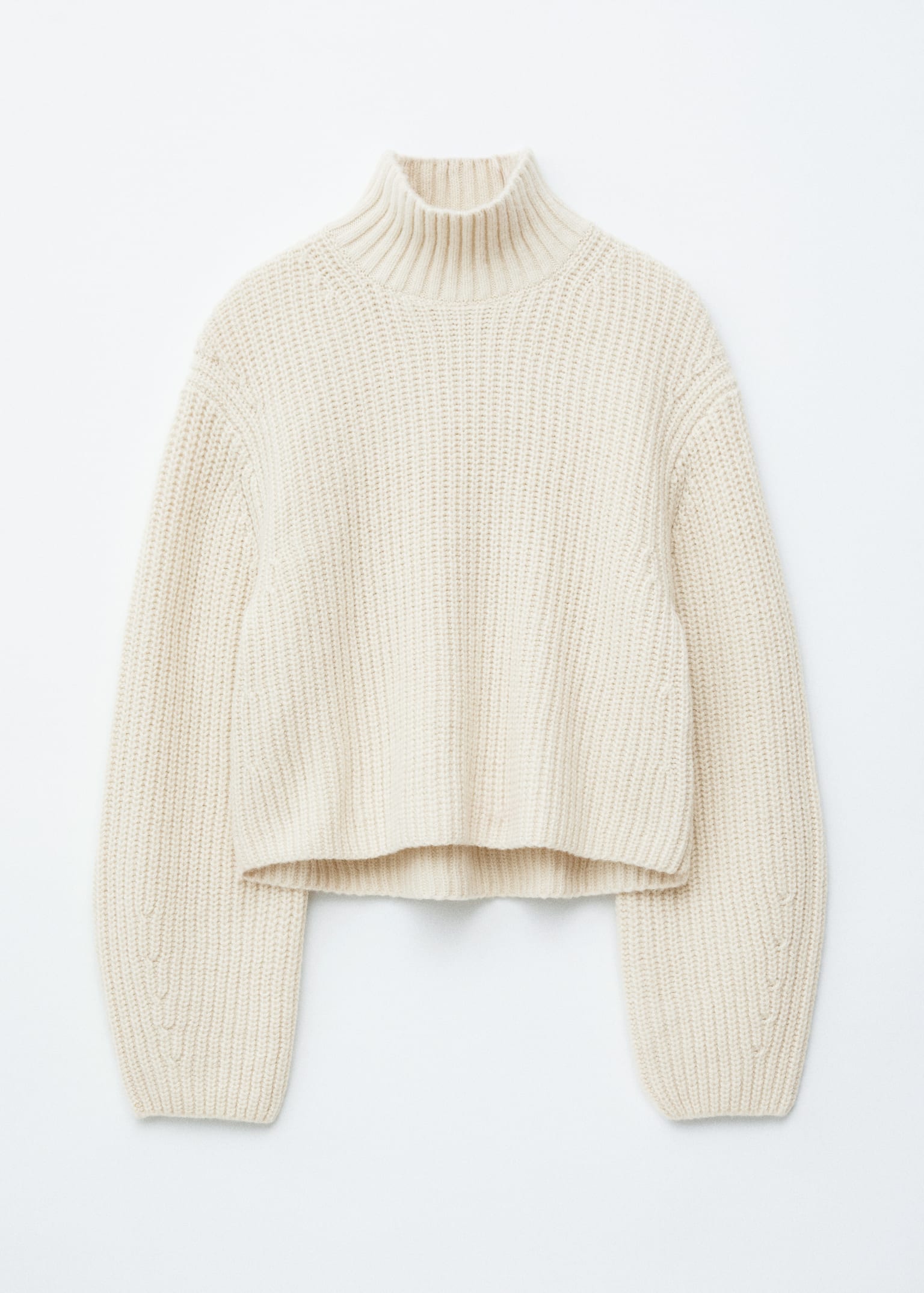 Cropped Turtleneck Jumper - White/Black - 2
