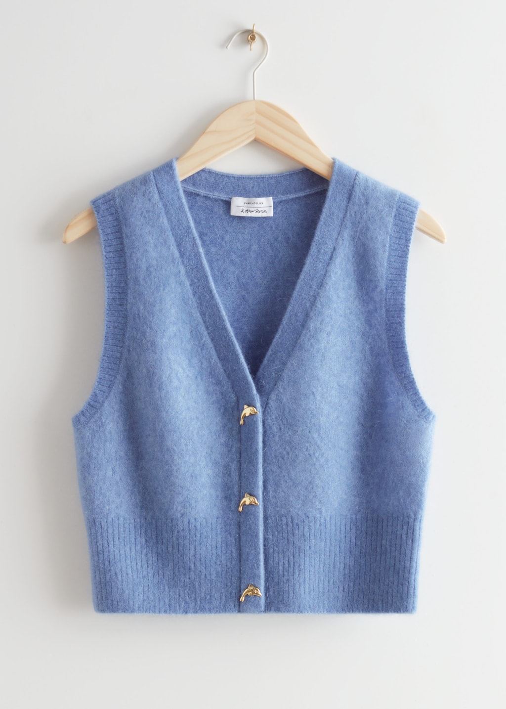 Dolphin Button Knit Vest - Pink - Still Life