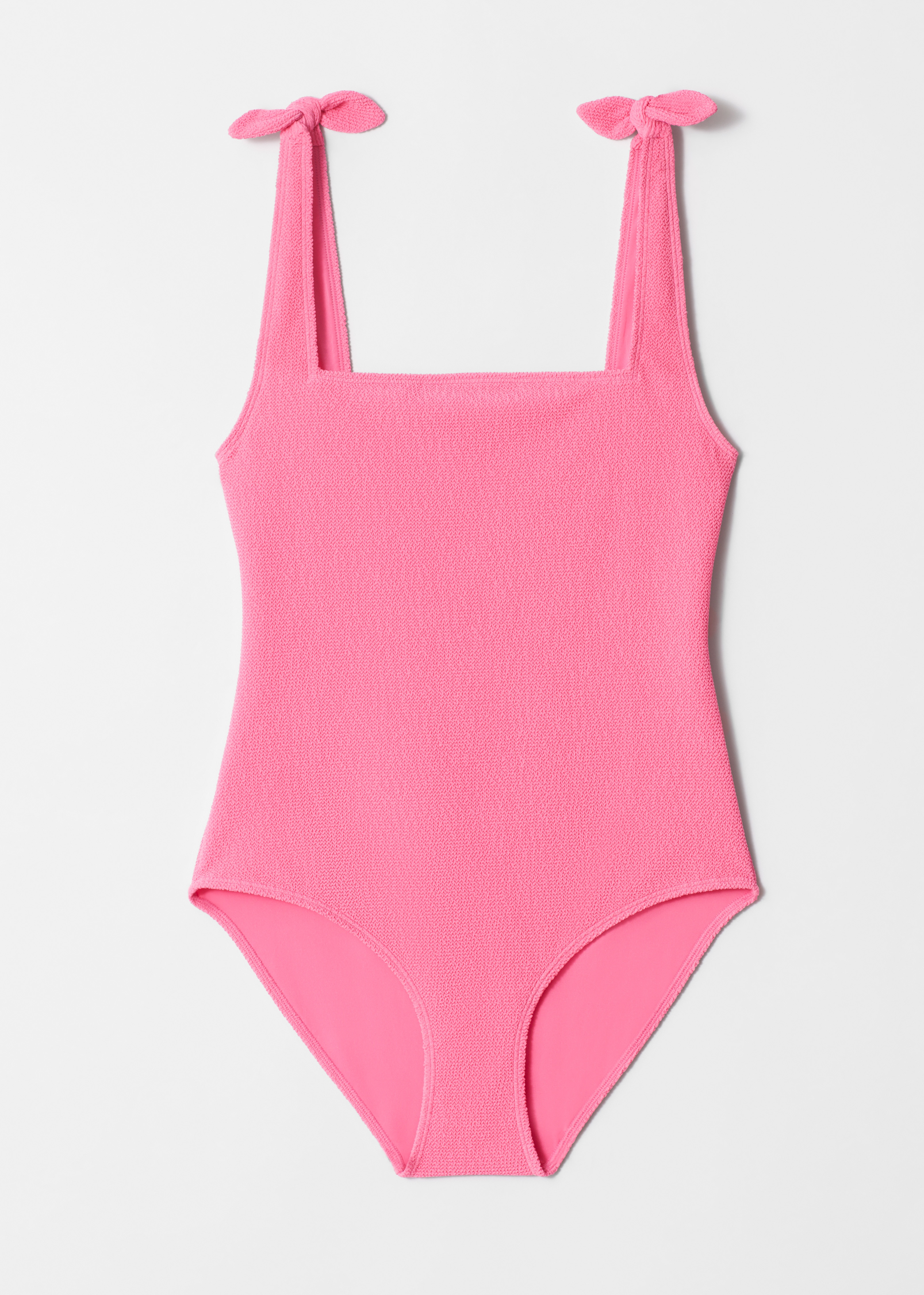 Tekstureret badedragt med bindebånd - Pink/Sort/Rød/Mørkeblå/Brun/Grøn/Klar blå/Mørkebrun/Bordeaux/Orange