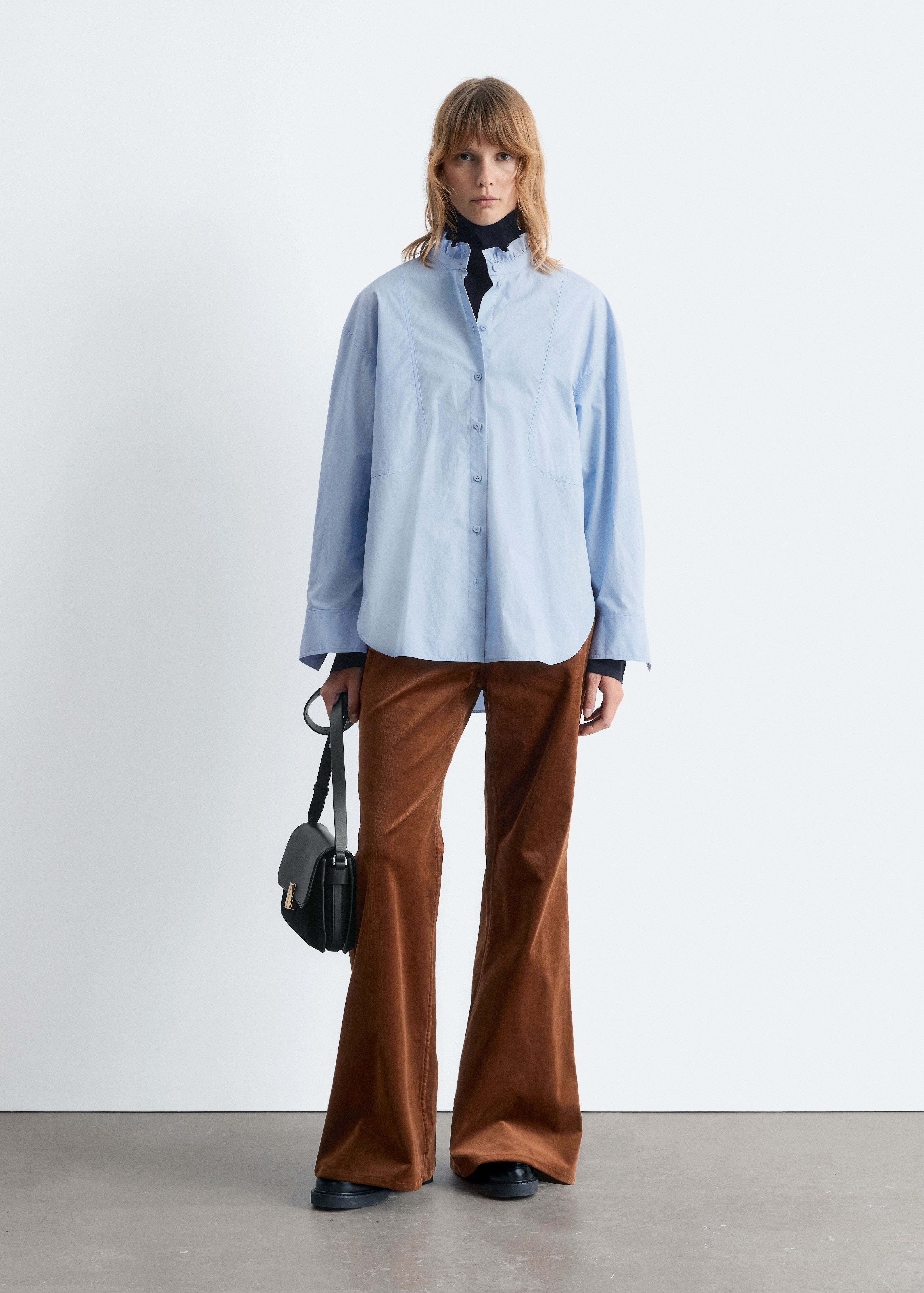 Fløjlsbukser med svaj - Mellembrun/Sort