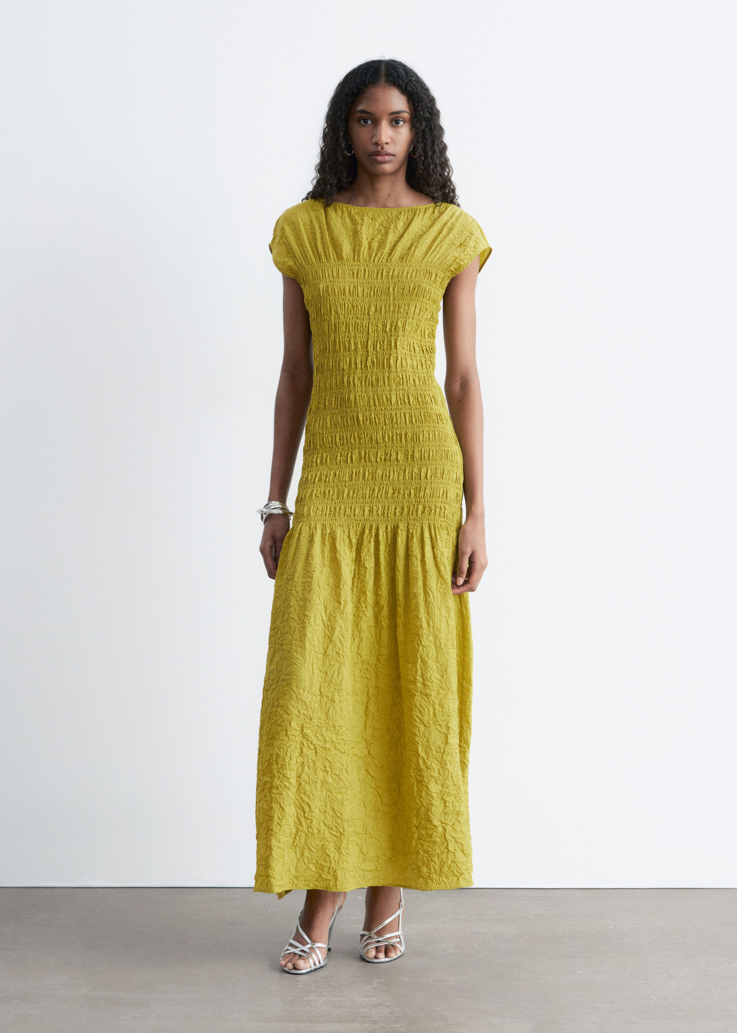 Image of Maxi abito con lavorazione smock