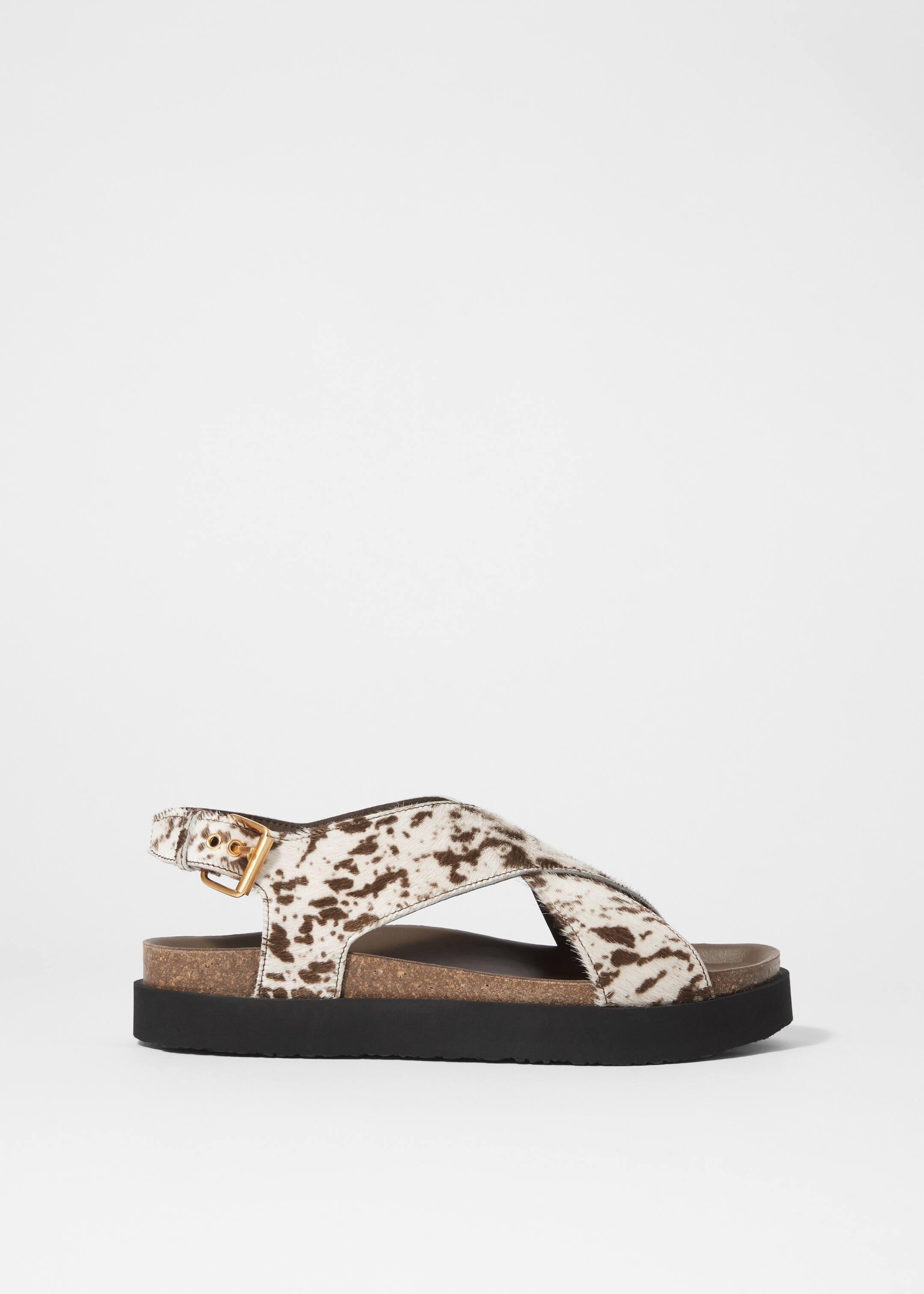 Agrandir l'image: Sandales en cuir à lanières entrecroisées - Imprimé vache - FEMME | H&M FR 2