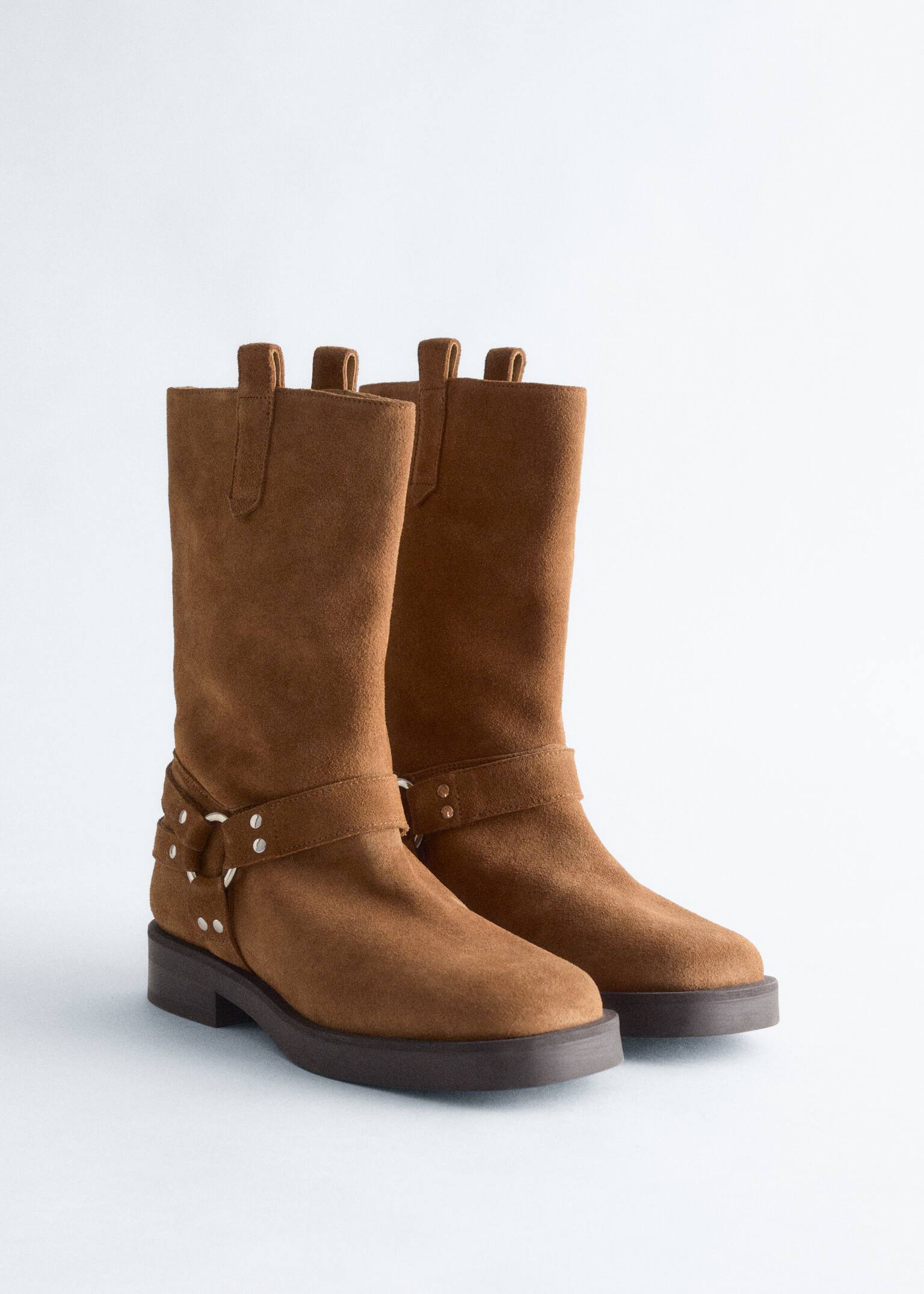 Botas moteras de ante - Marrón - 4