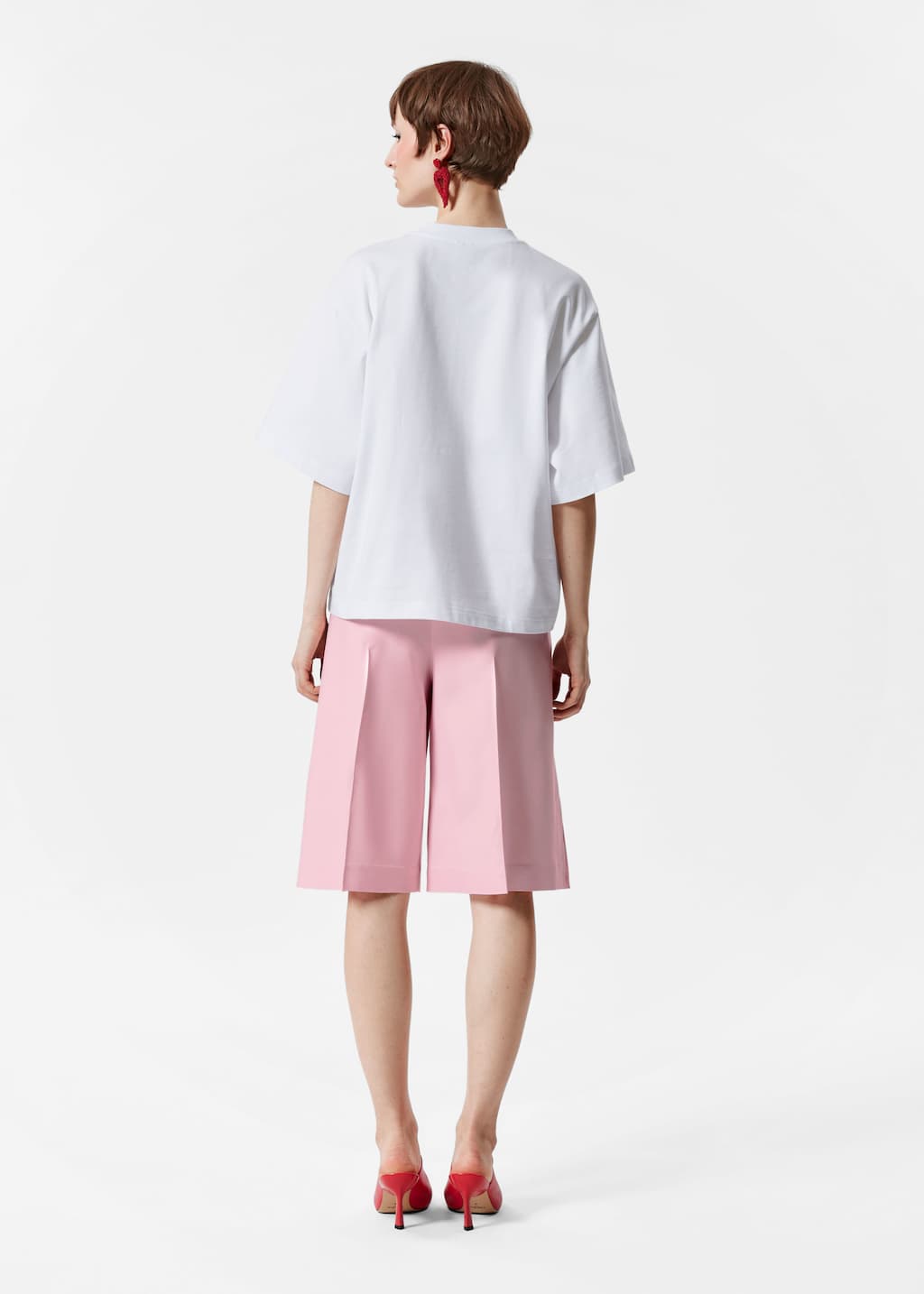 Plisowane bermudy – Pastelowy różowy – Lookbook