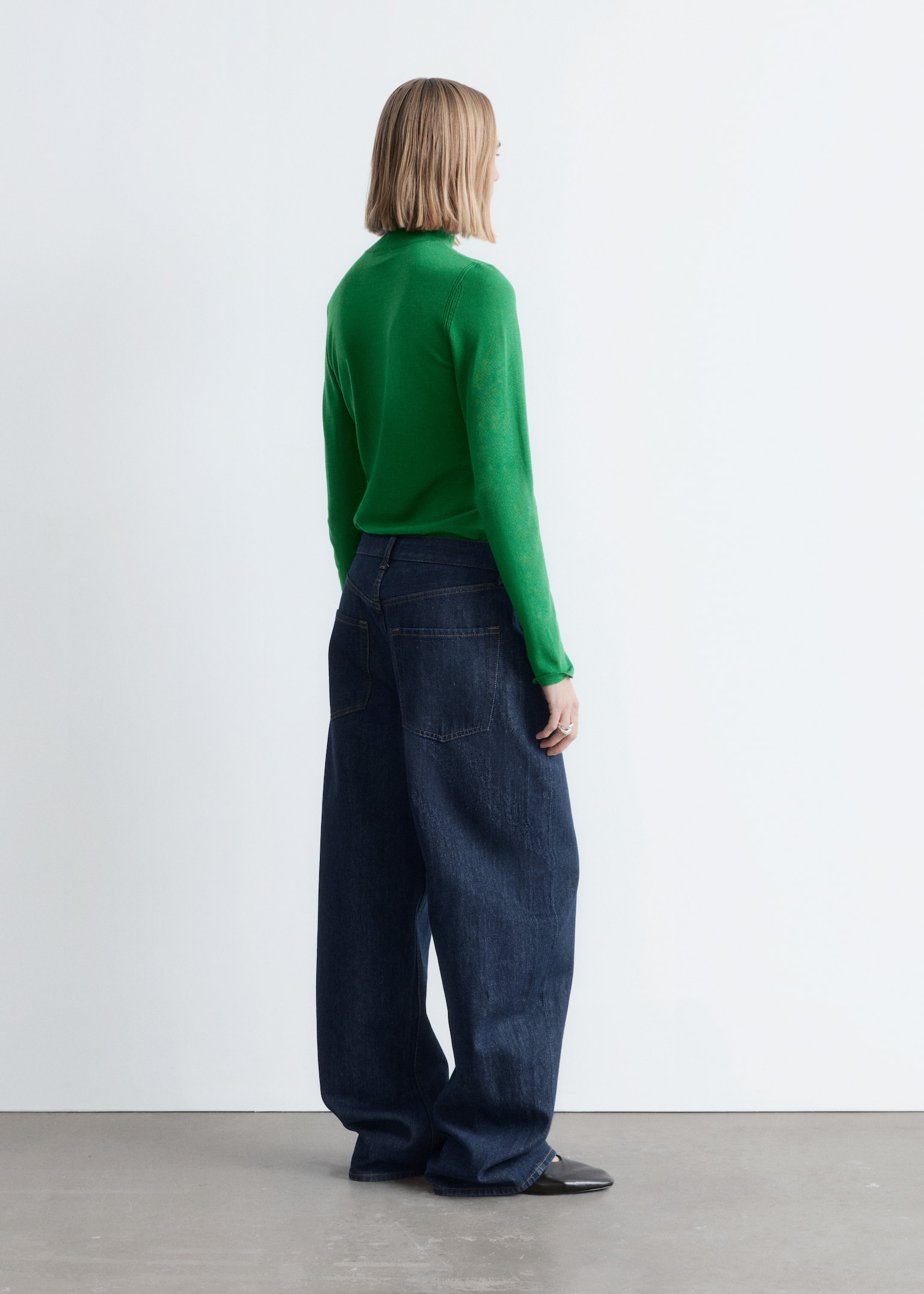 Wool Polo Neck Top - Green/Red - 5