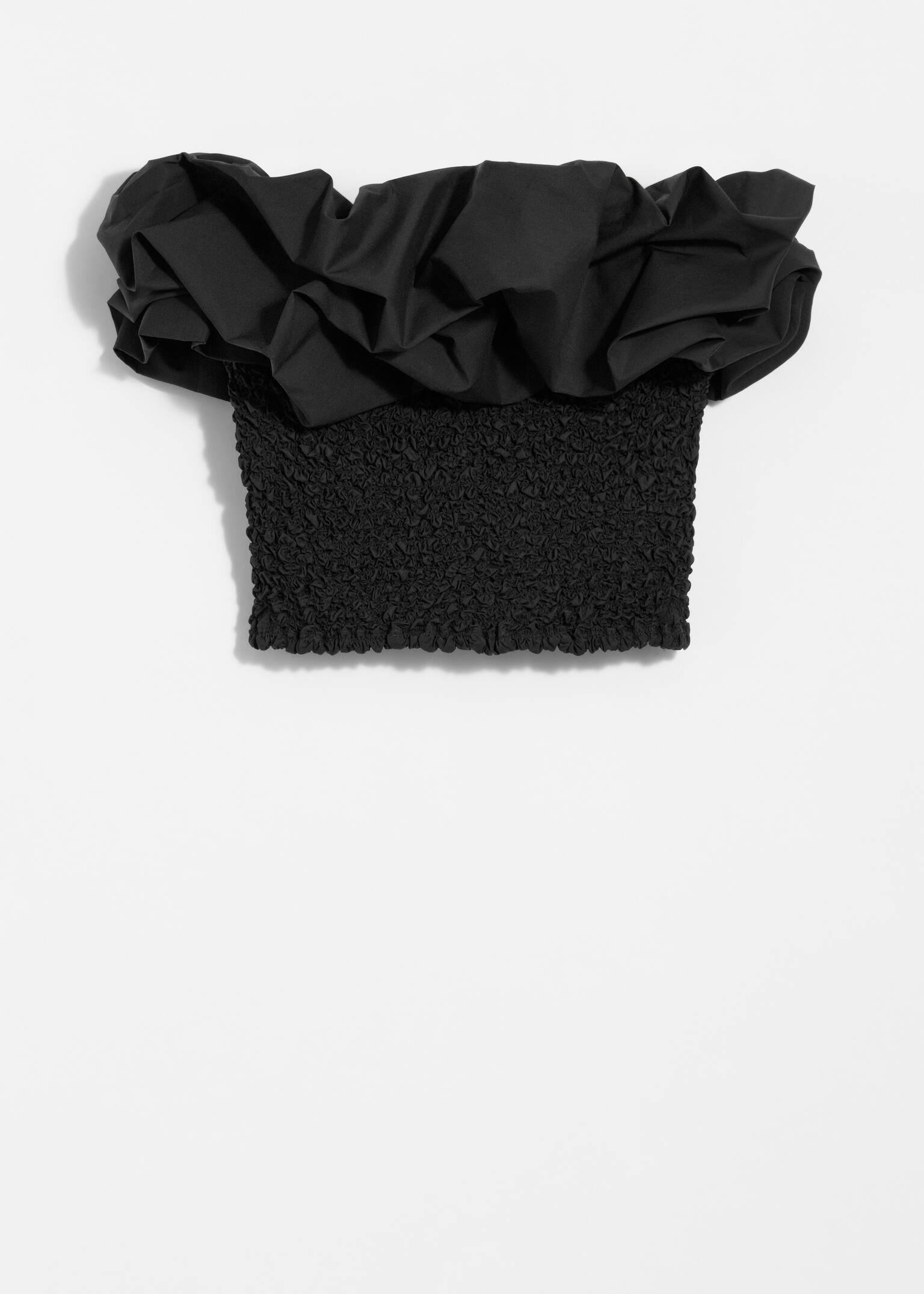 Off-Shoulder Bubble Top - שחור - 1