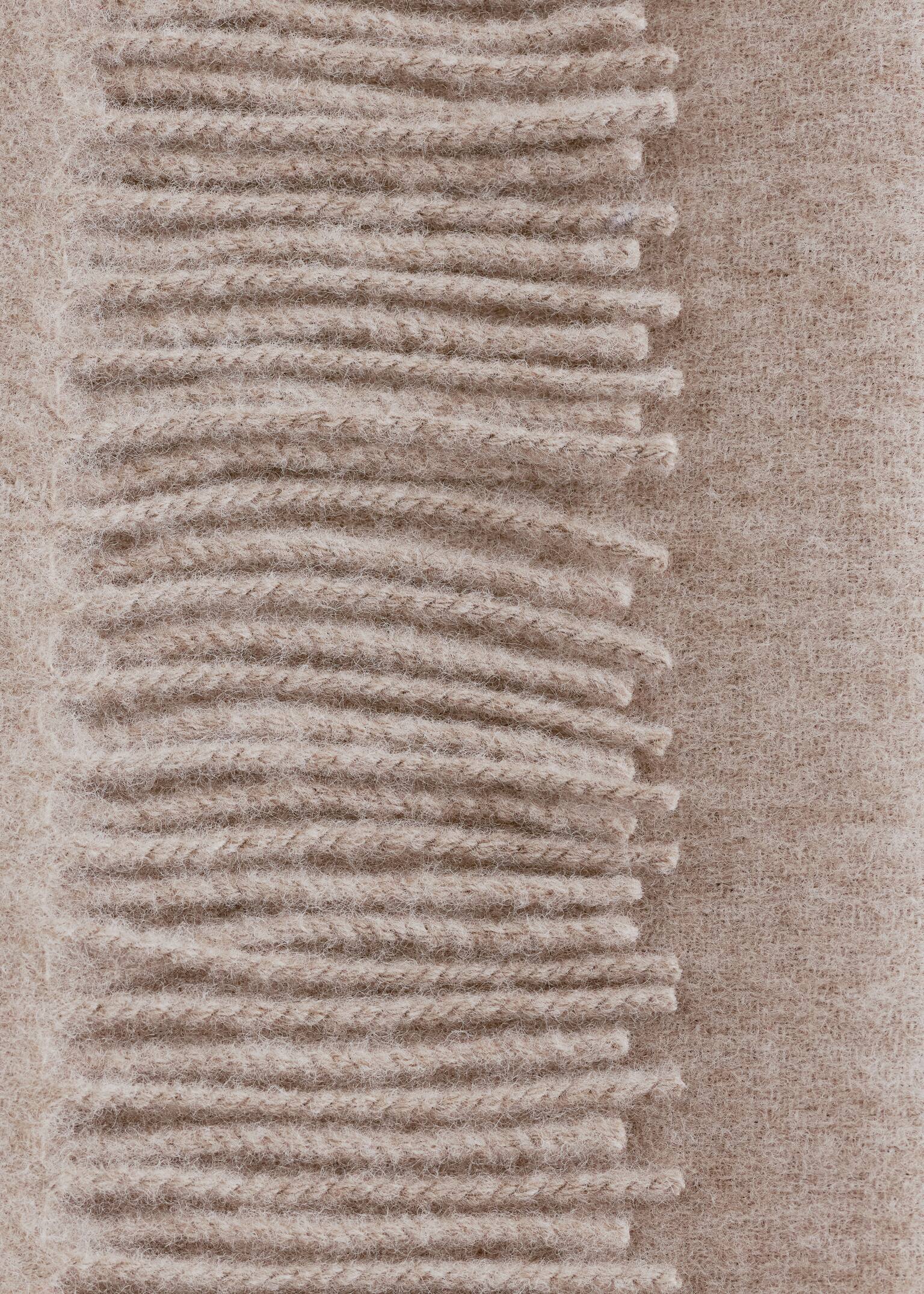 Écharpe frangée en laine - Beige/Couleur crème/Jaune clair/Bordeaux/Gris - 3