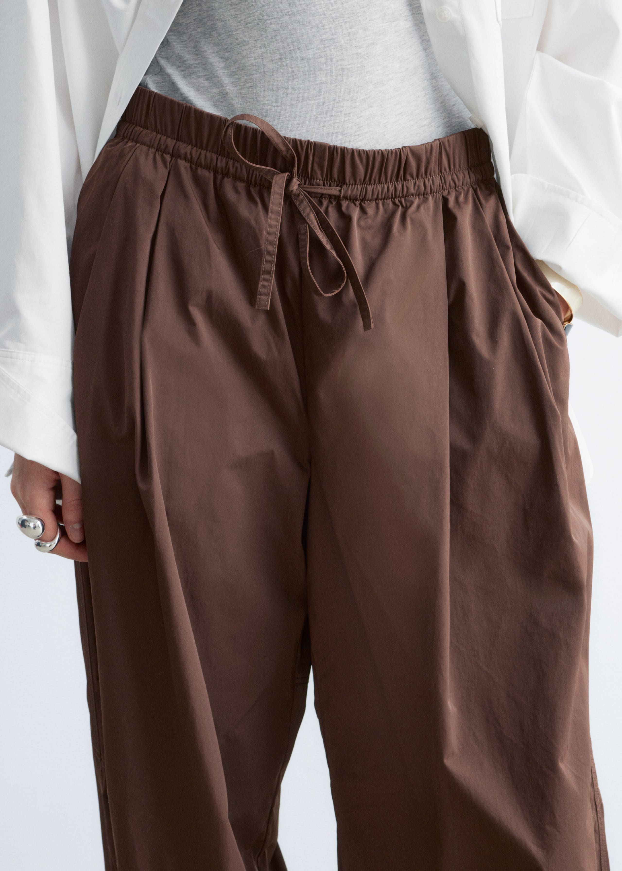 Image of Drawstring Barrel Leg Trousers