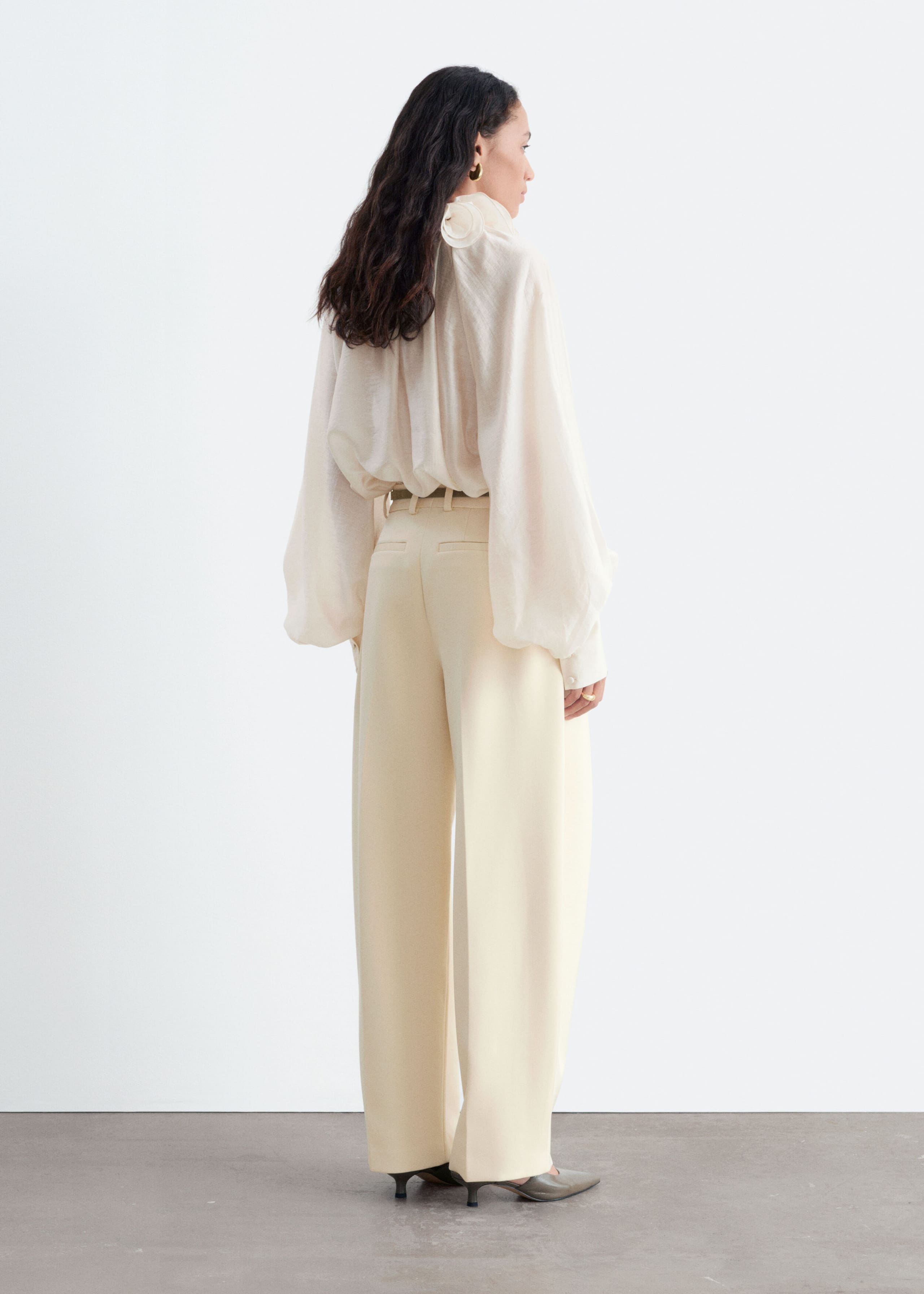 Sculptural Pleat Trousers - Cream - Lookbook