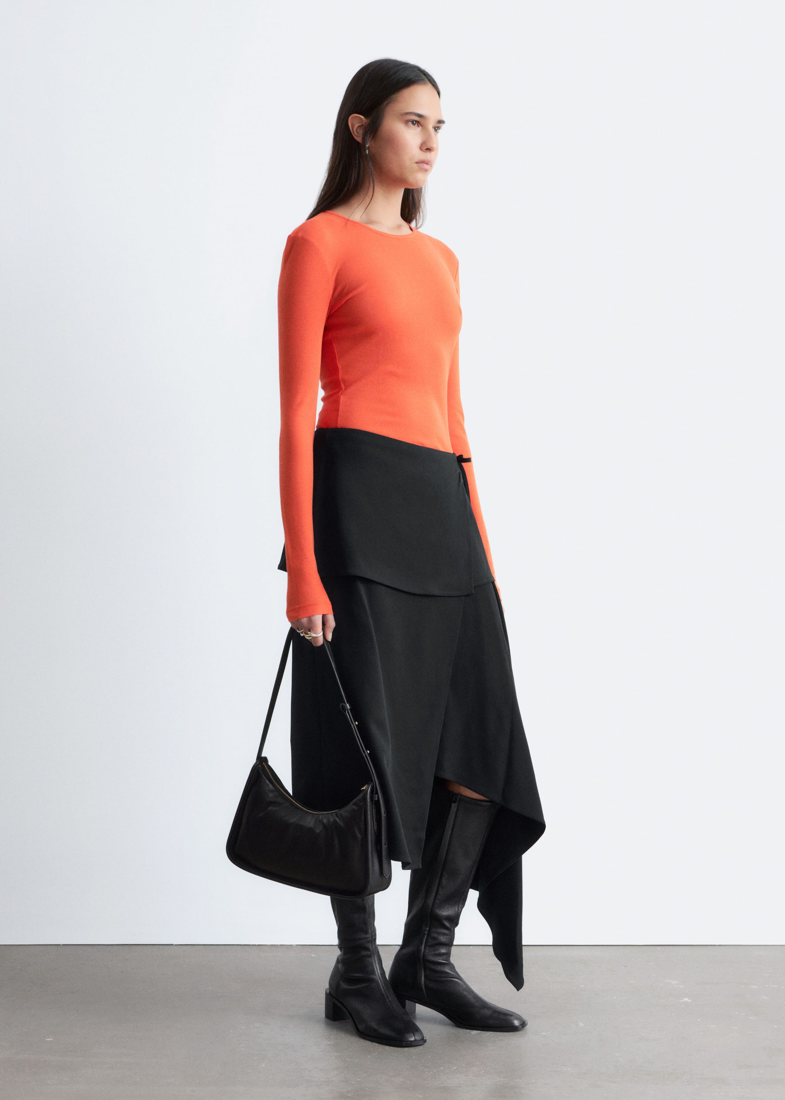 Image of Asymmetric Wrap Midi Skirt