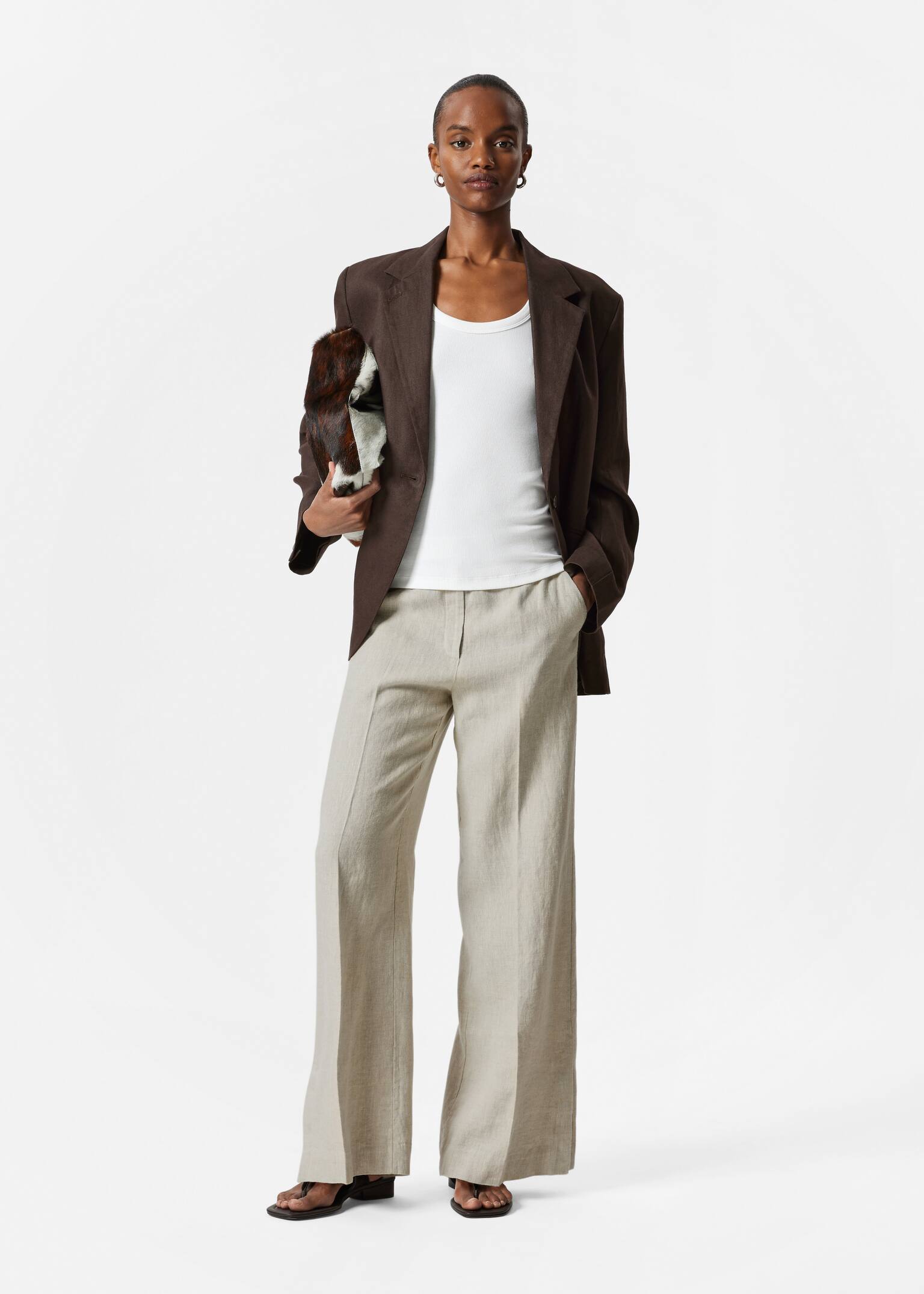 Pantaloni sartoriali in lino - Beige/Nero/Giallo chiaro/Rosa chiaro