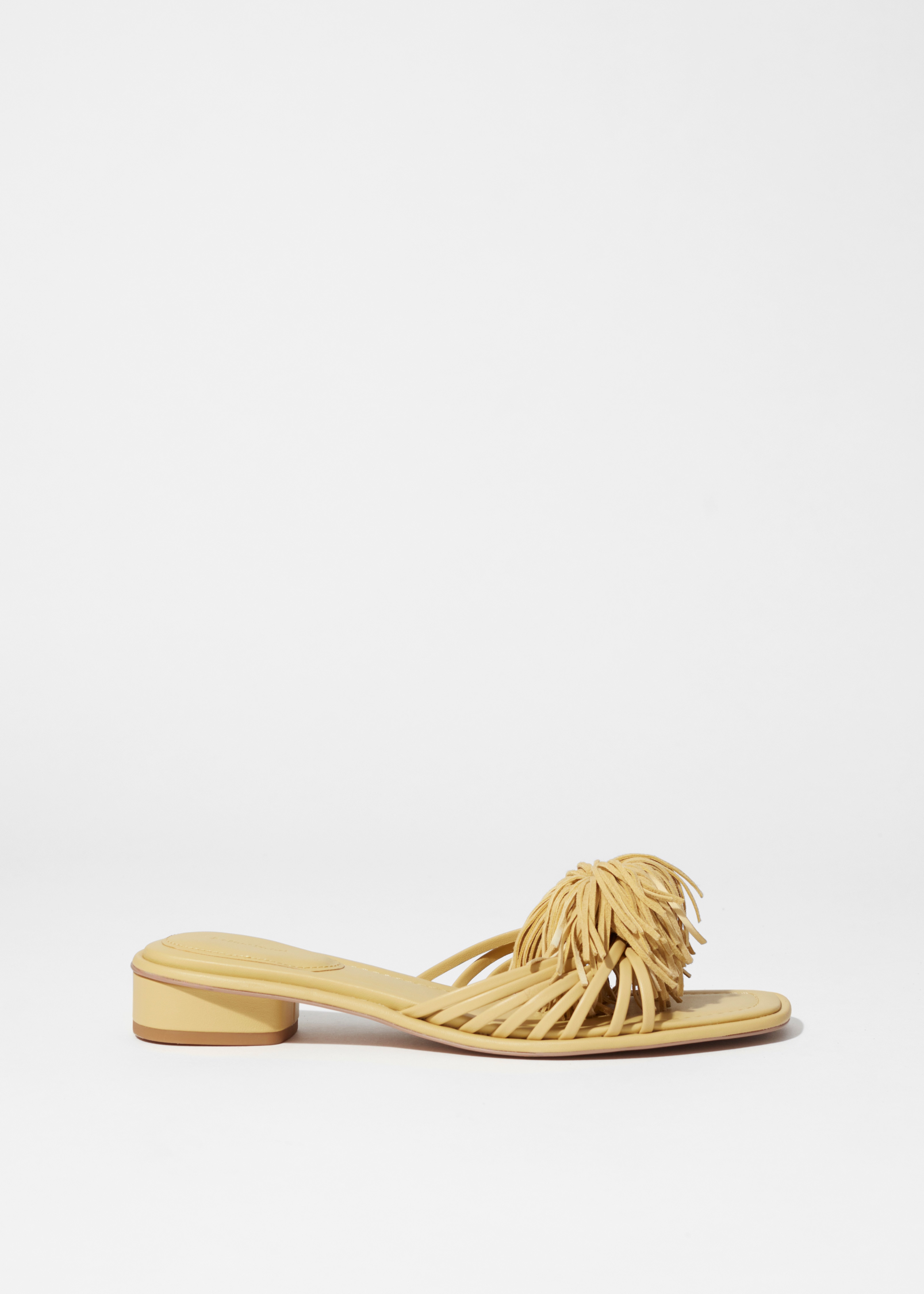 Sandali in pelle con nappe - Giallo chiaro/Beige