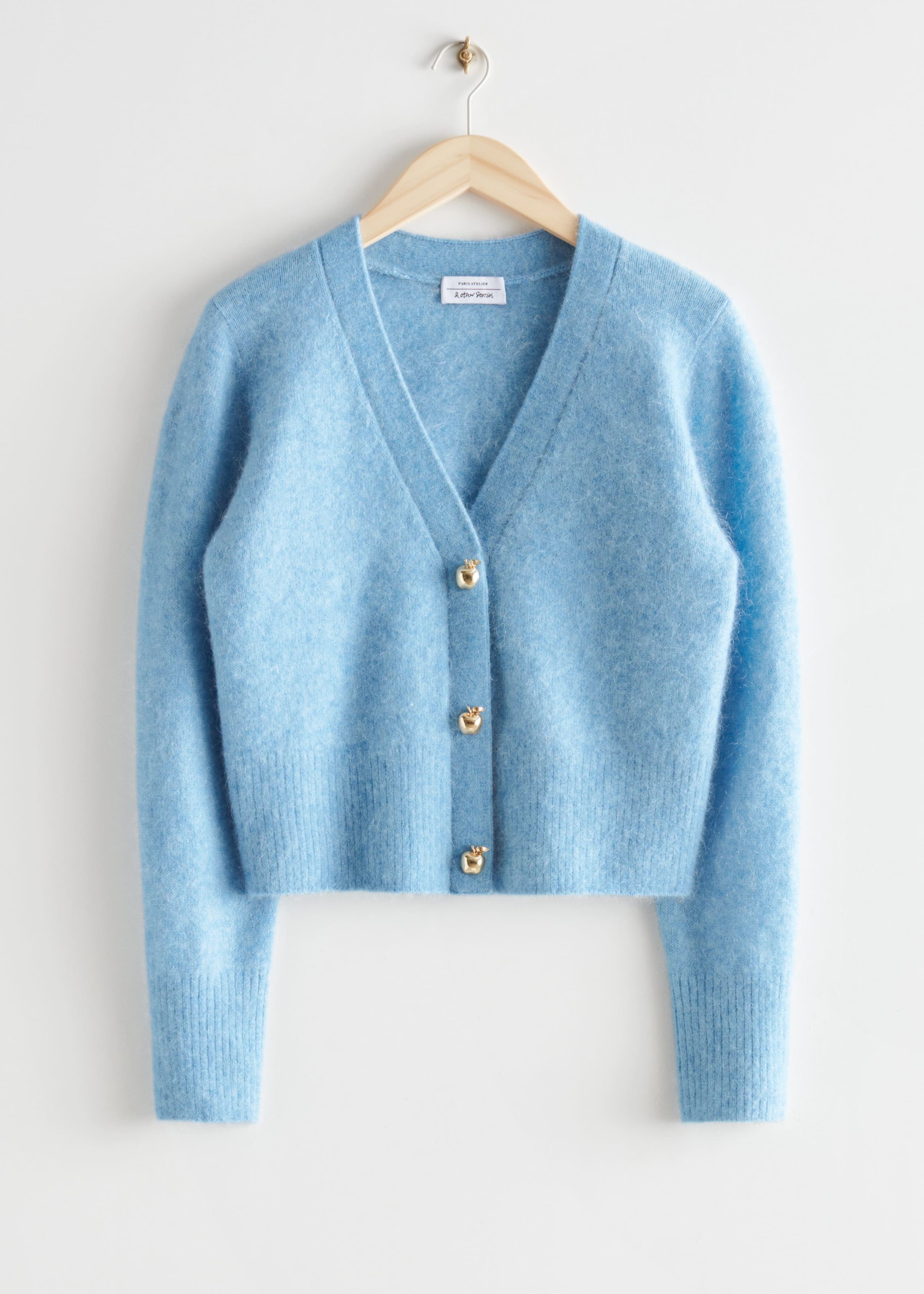 Gold Button Cardigan - Navy - Still Life