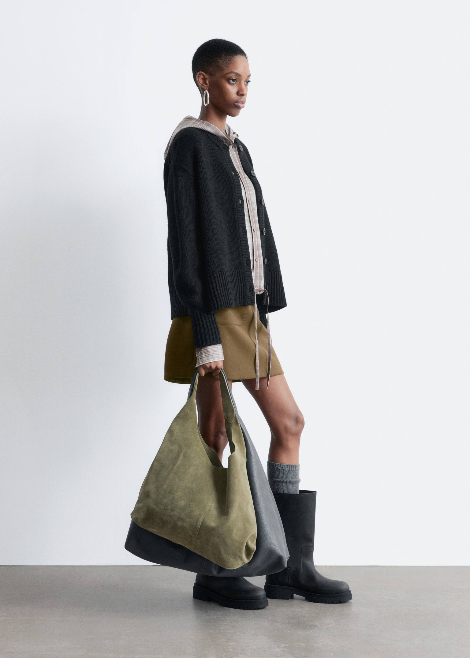 Kasmírkeverékes kardigán - Black/Mól - 4