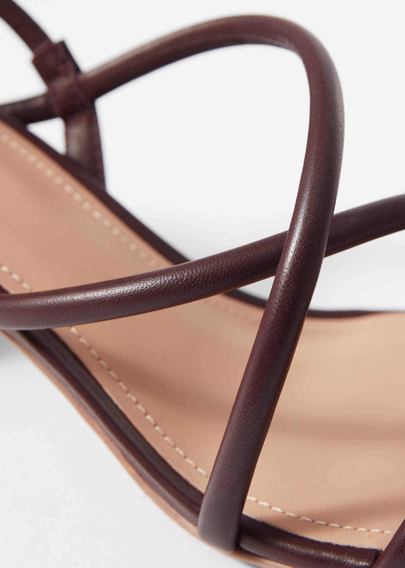 Strappy Block Heel Sandals - Burgundy - 5