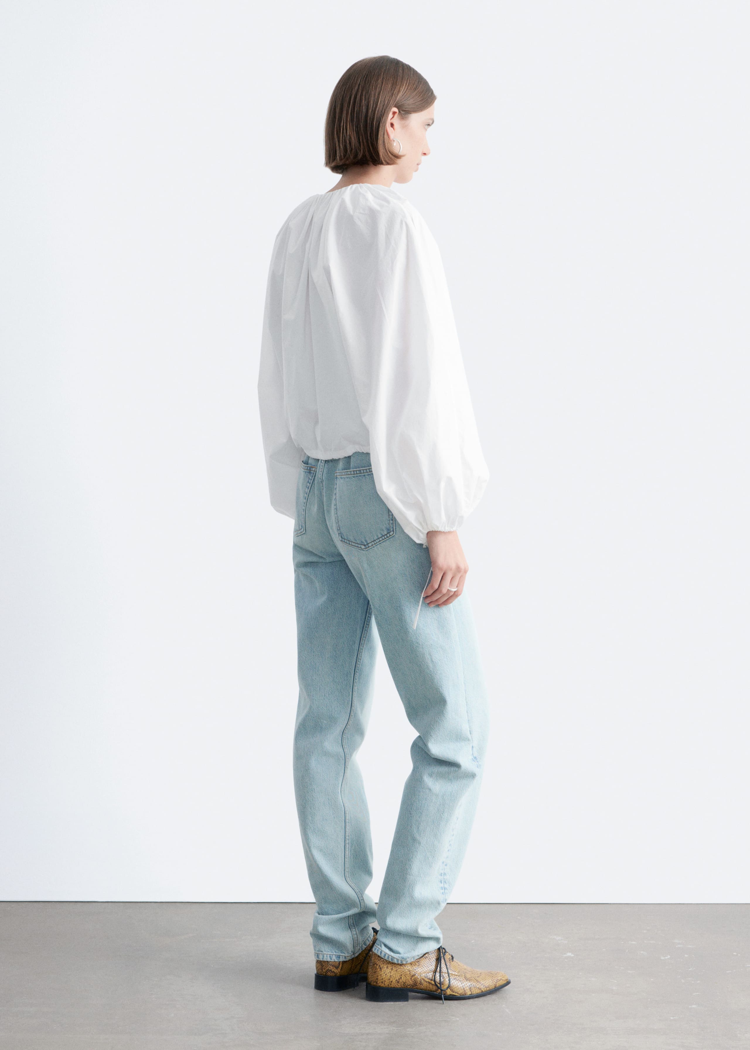 Image of Cotton Poplin Zip-Front Blouse
