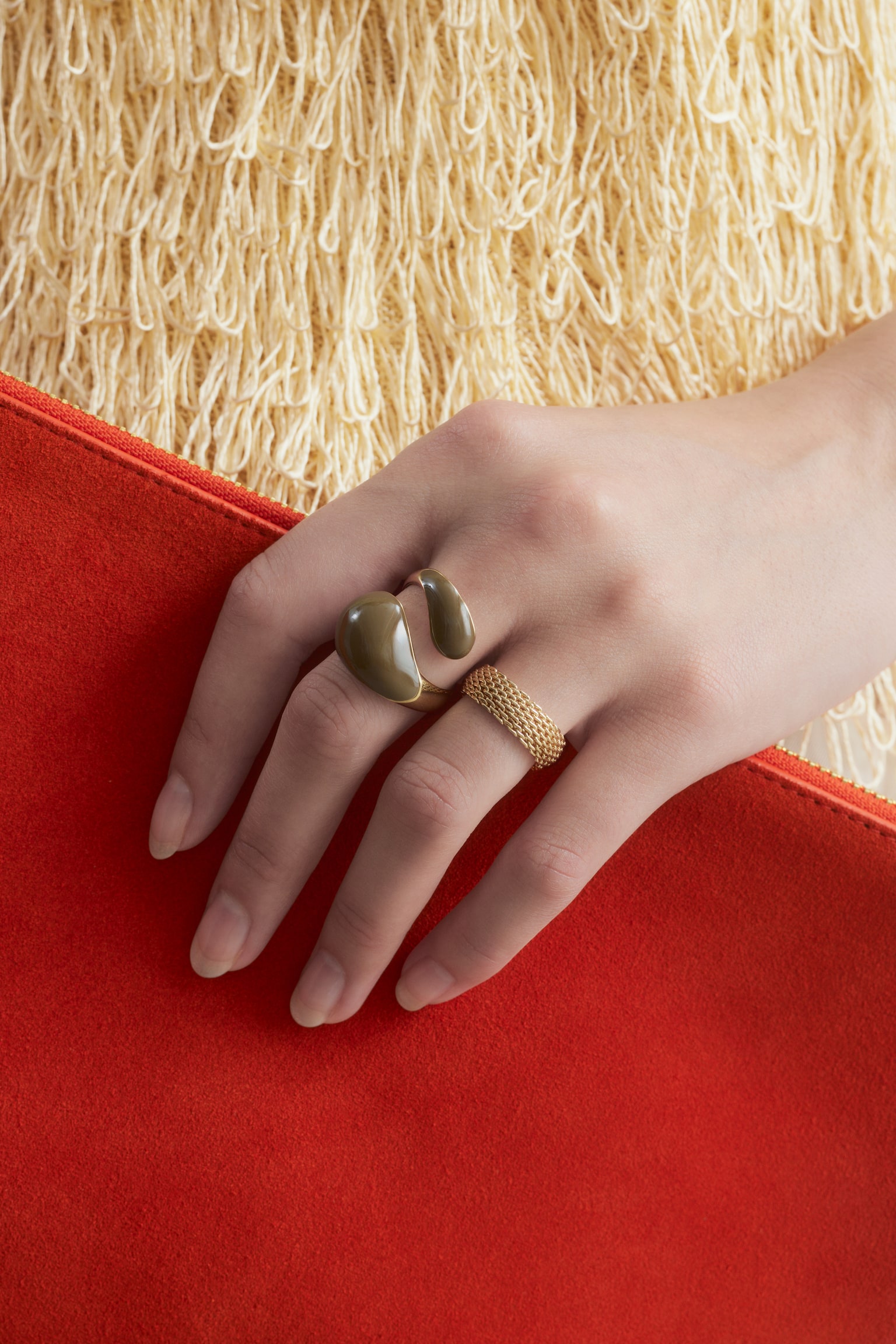 Gemodelleerde ring met twee draaiingen - Goud/beige/Zilver/Goudkleurig - 1