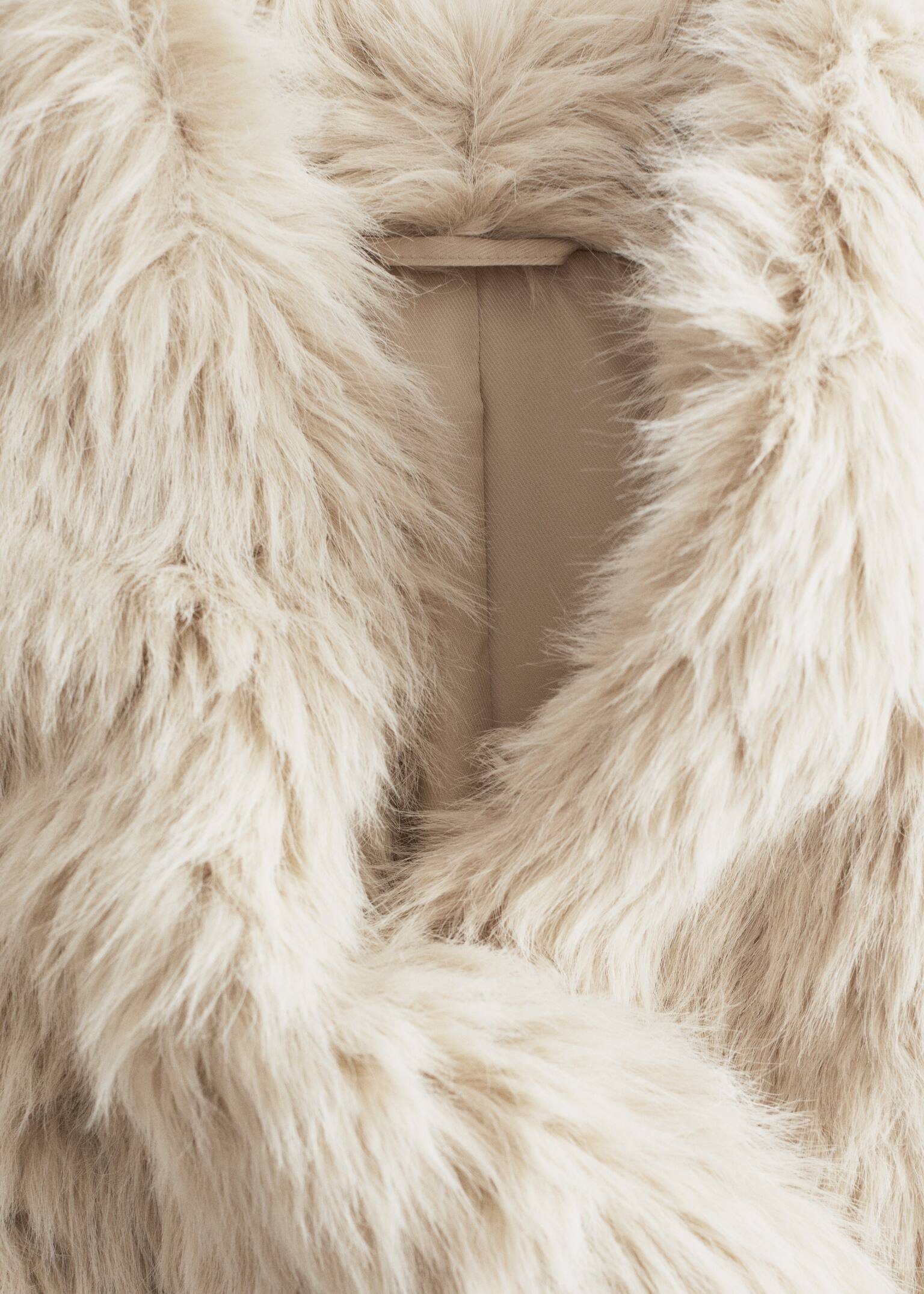 Faux Fur Midi Coat - Dusty White - 6