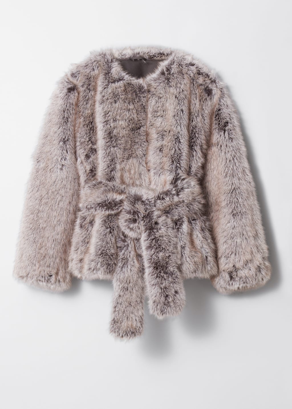 Image of Chaqueta de pelo sintético con cinturón