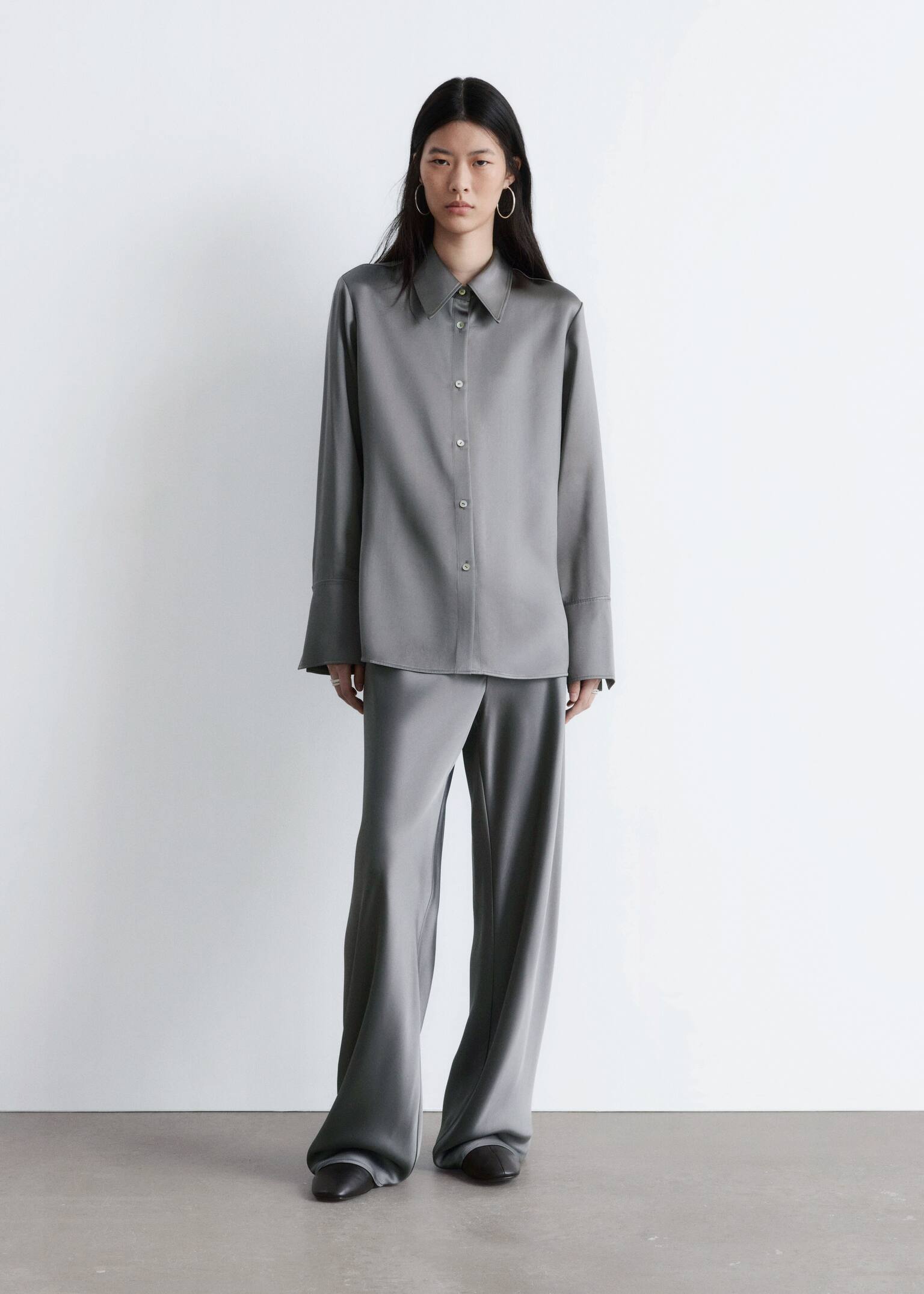 Satin Shirt - Grey/Black - 7
