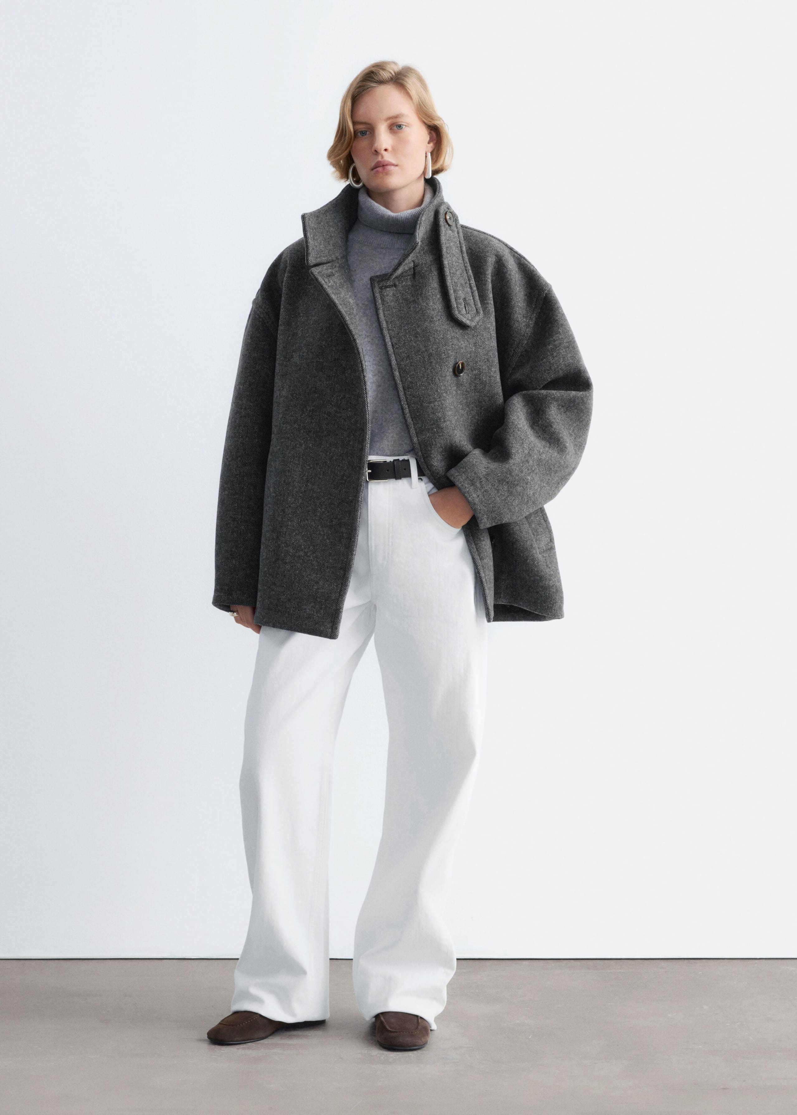 Herringbone Coat - Grey - Lookbook