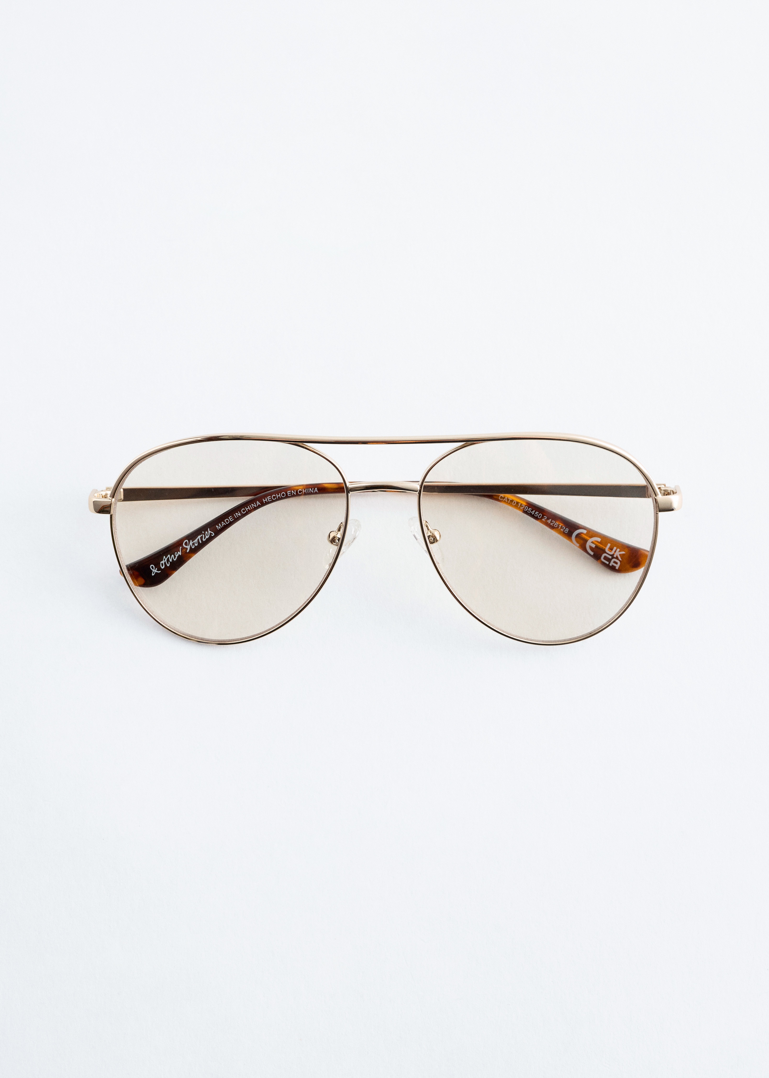 Lunettes de soleil fines de style aviateur - Doré/Transparent/Argenté/Verre transparent