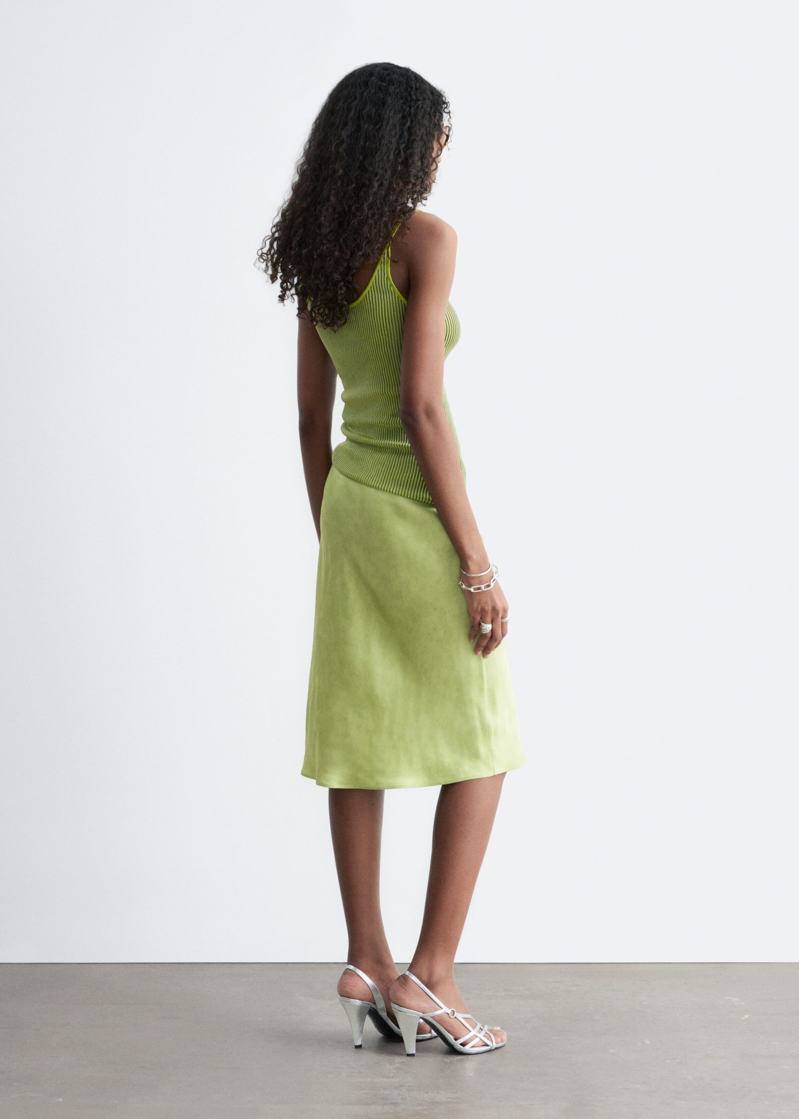 Image of Satin Knee-Length Slip Skirt