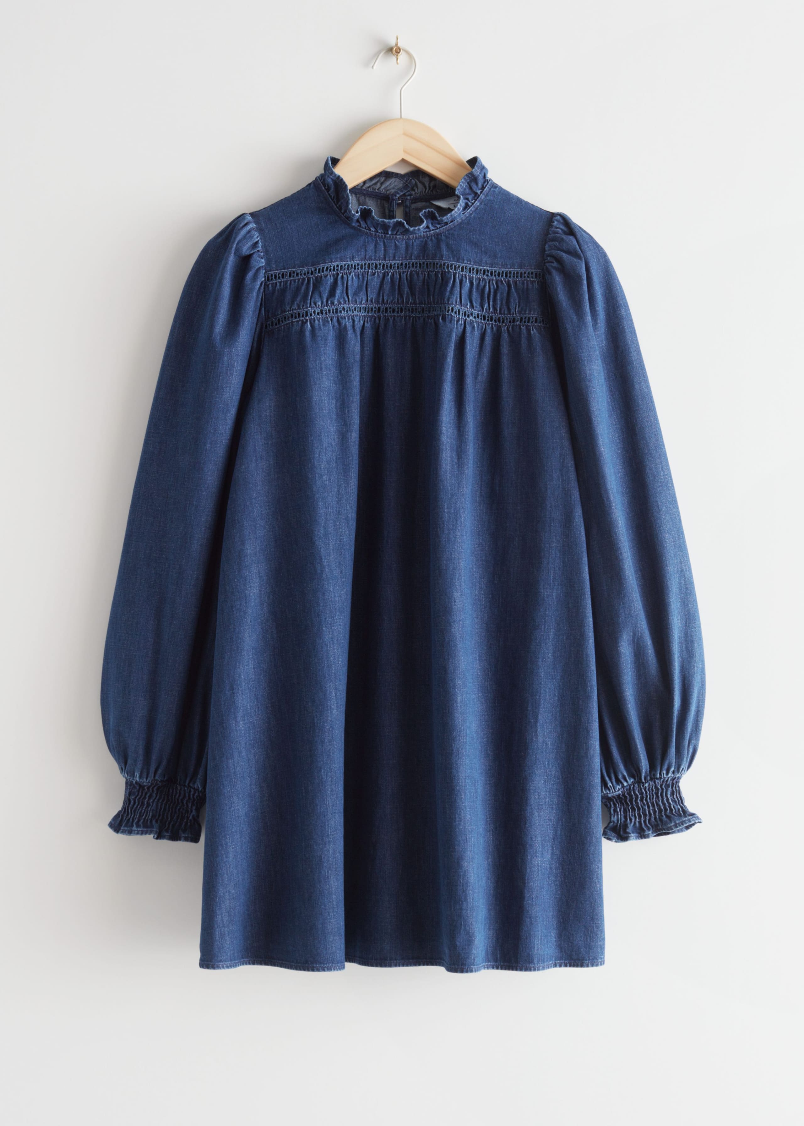 Voluminous Denim Mini Dress - Blue - Still Life