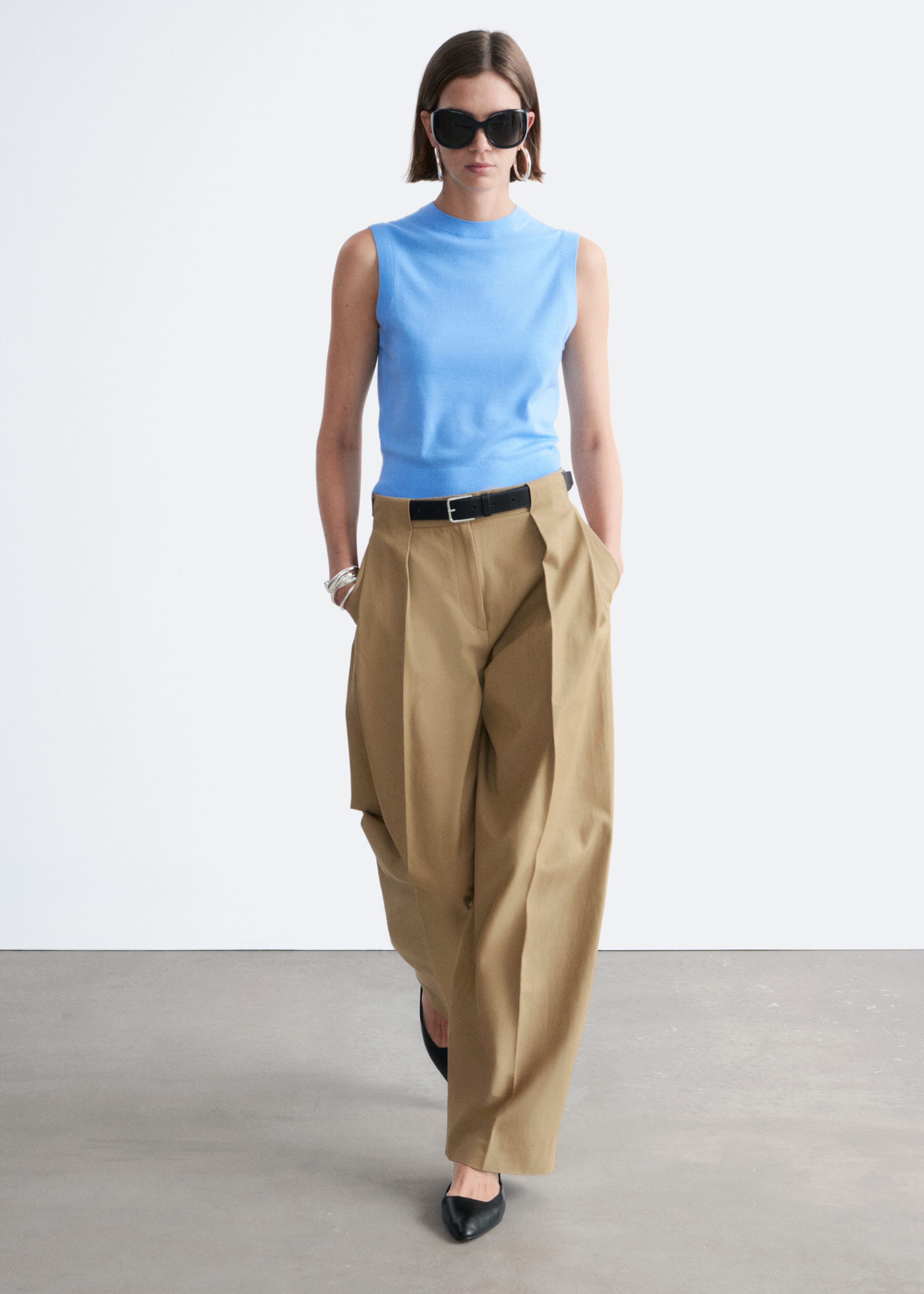 Image of Pleated Barrel-Leg Trousers