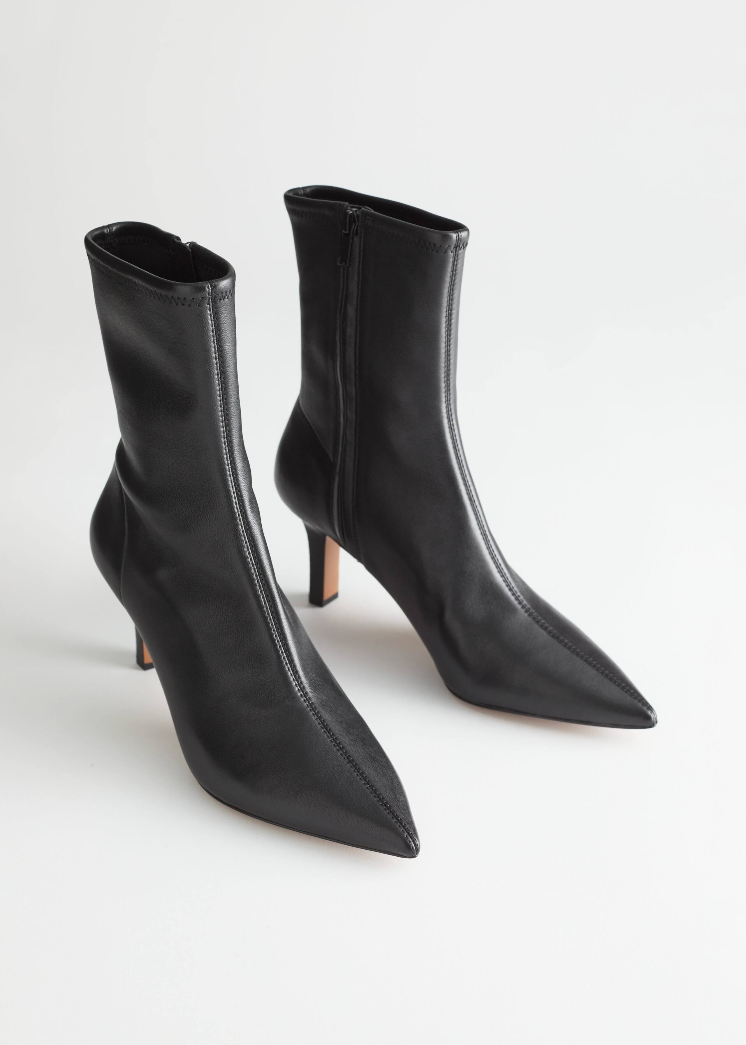 Pointed Suede Sock Boots - Beige - Still Life