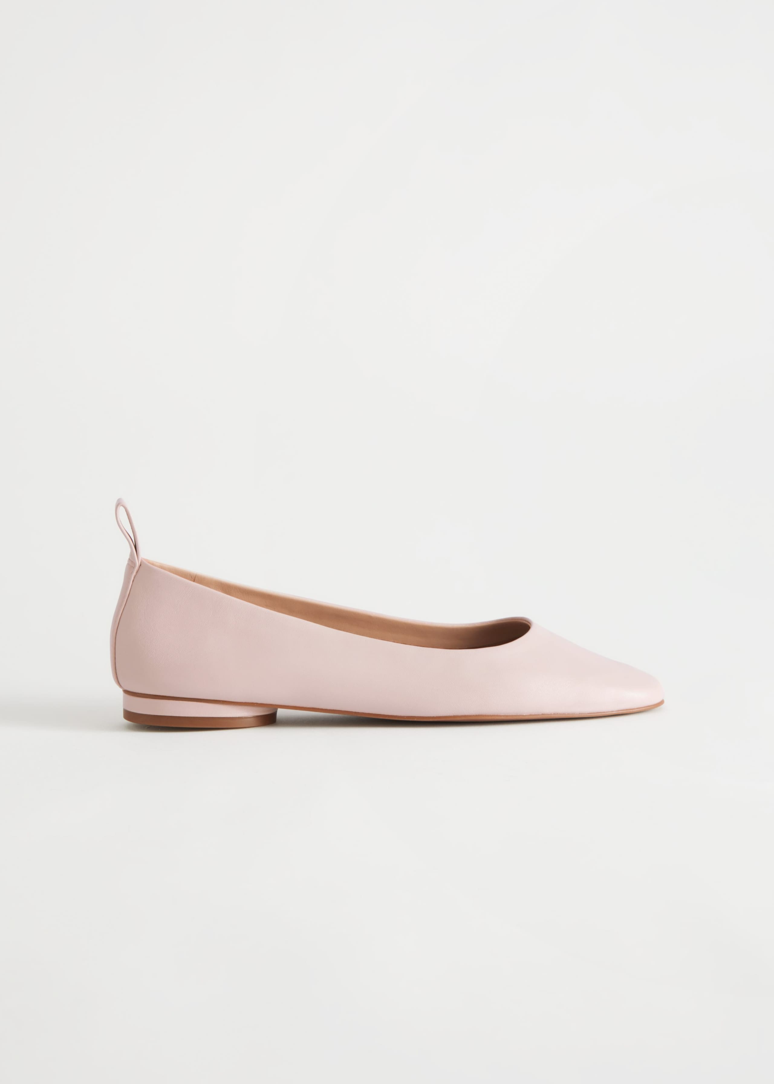 Image of Almond Toe Leather Ballerina Flats