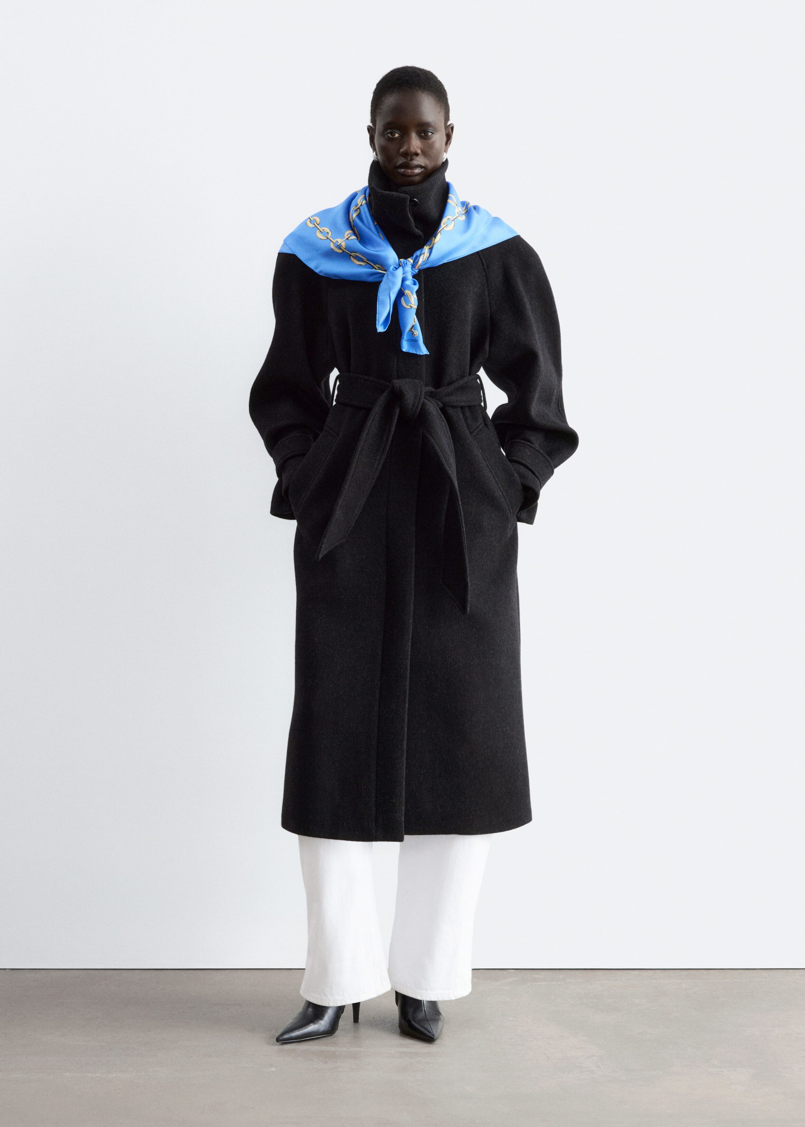 Belted Wool Coat - Black - Lookbook