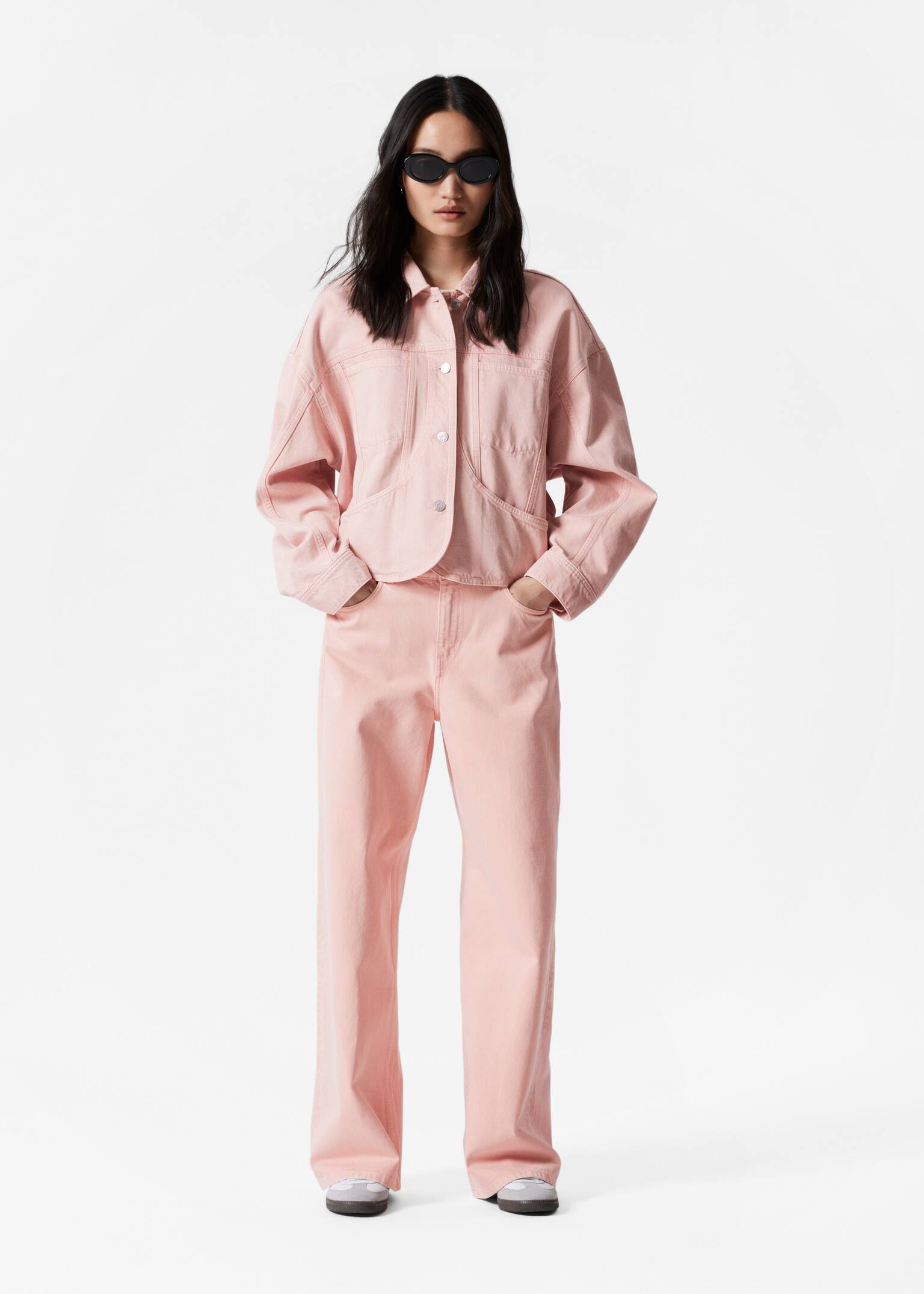 Jeans a gamba larga - Rosa/Marrone ruggine/Verde kaki/Beige/Azzurro - 1