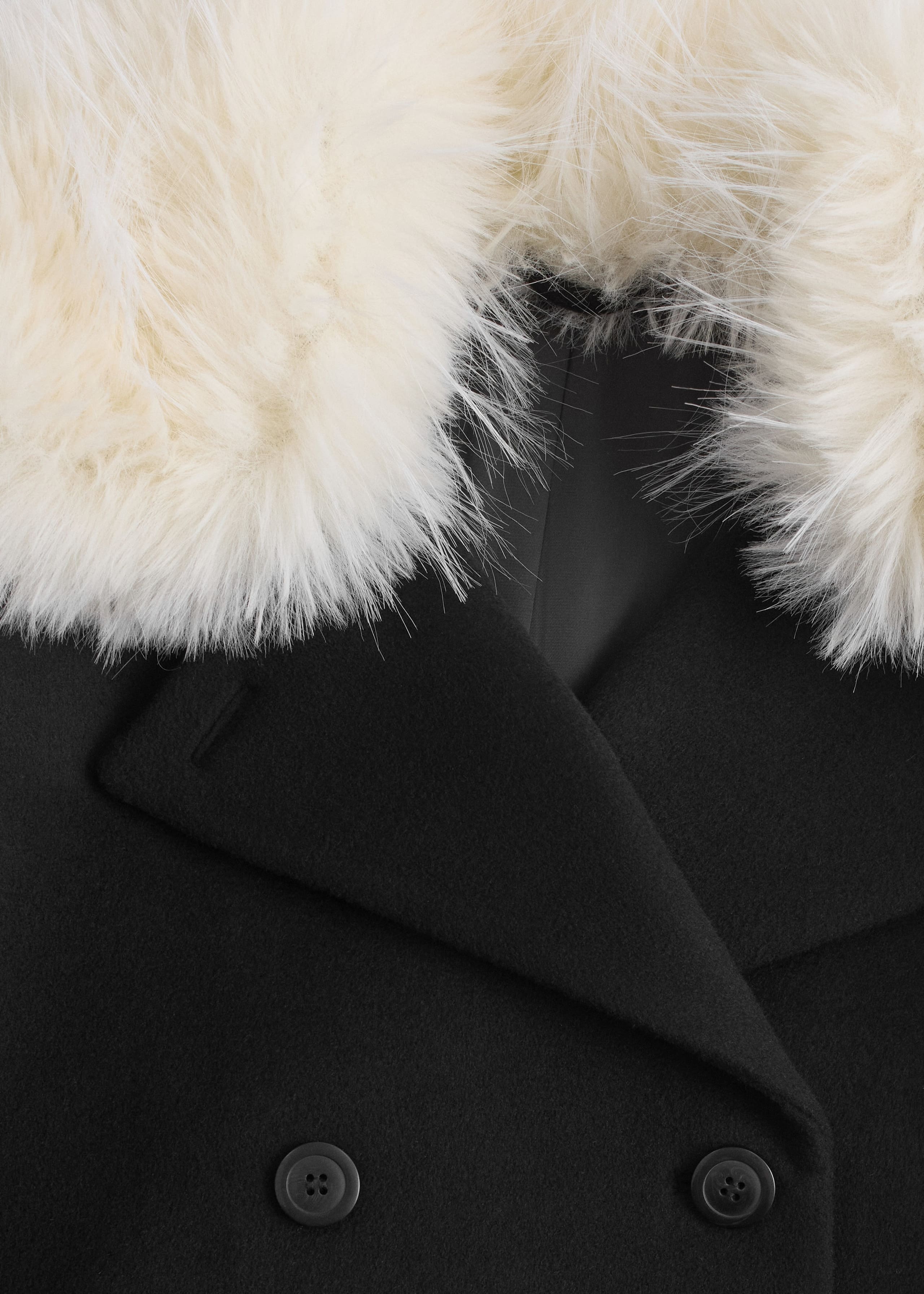 Image of Short Fur-Collar Wool Coat
