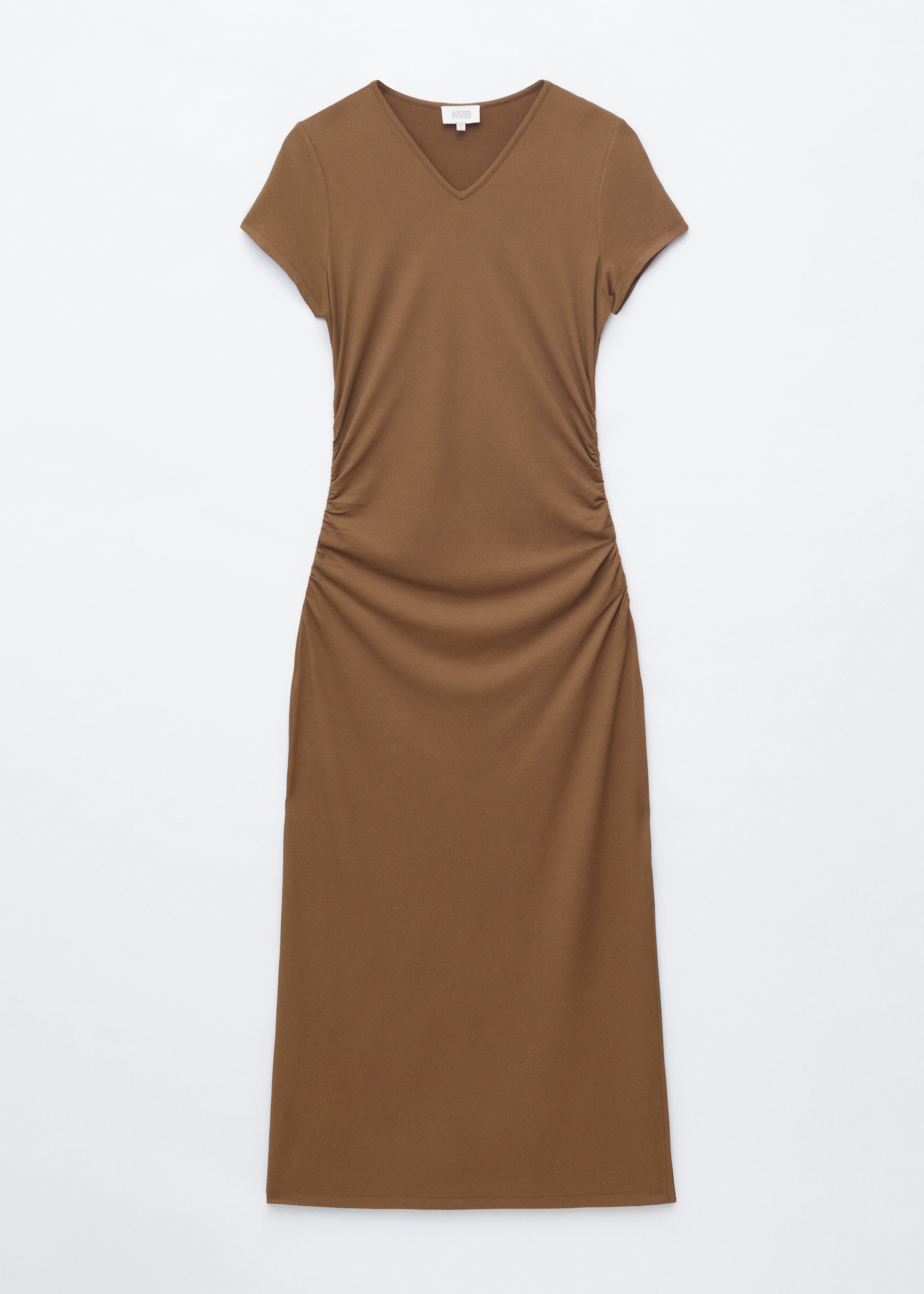 Vestido midi em jersey piqué - Castanho/Lilás