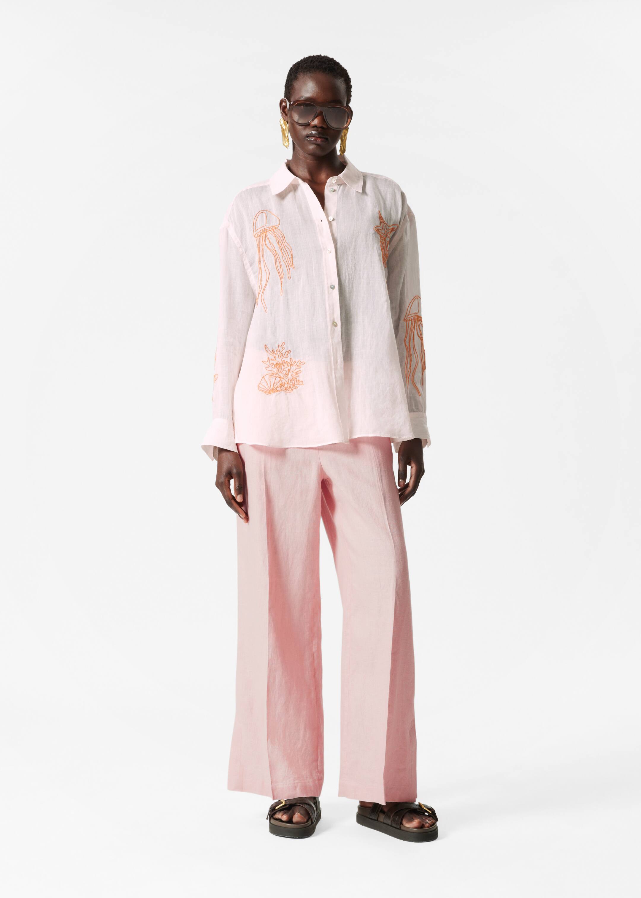 Agrandir l'image: Chemise en ramie brodée - Rose - FEMME | H&M FR 2