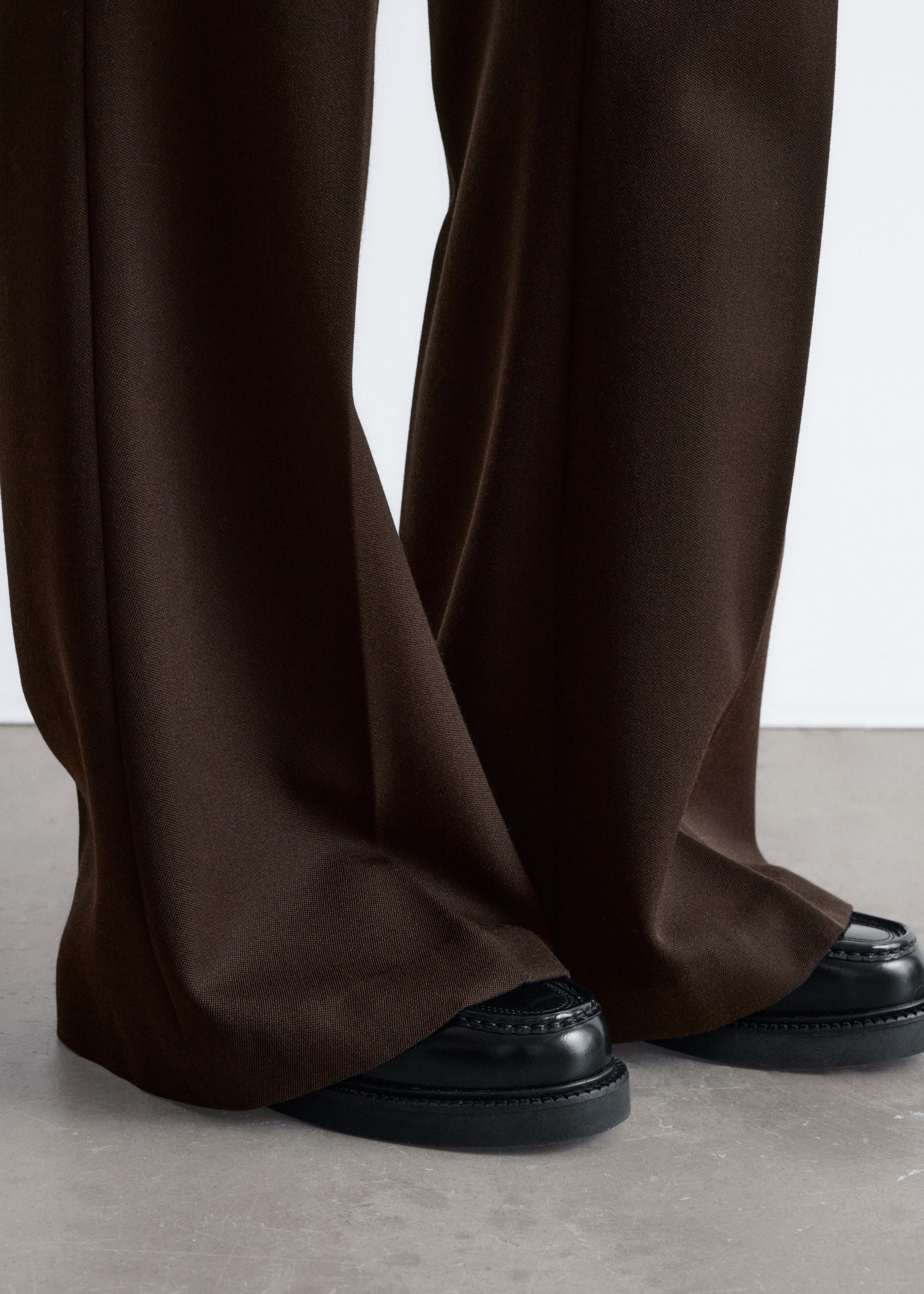 Image of Flared Press-Crease Wool Trousers