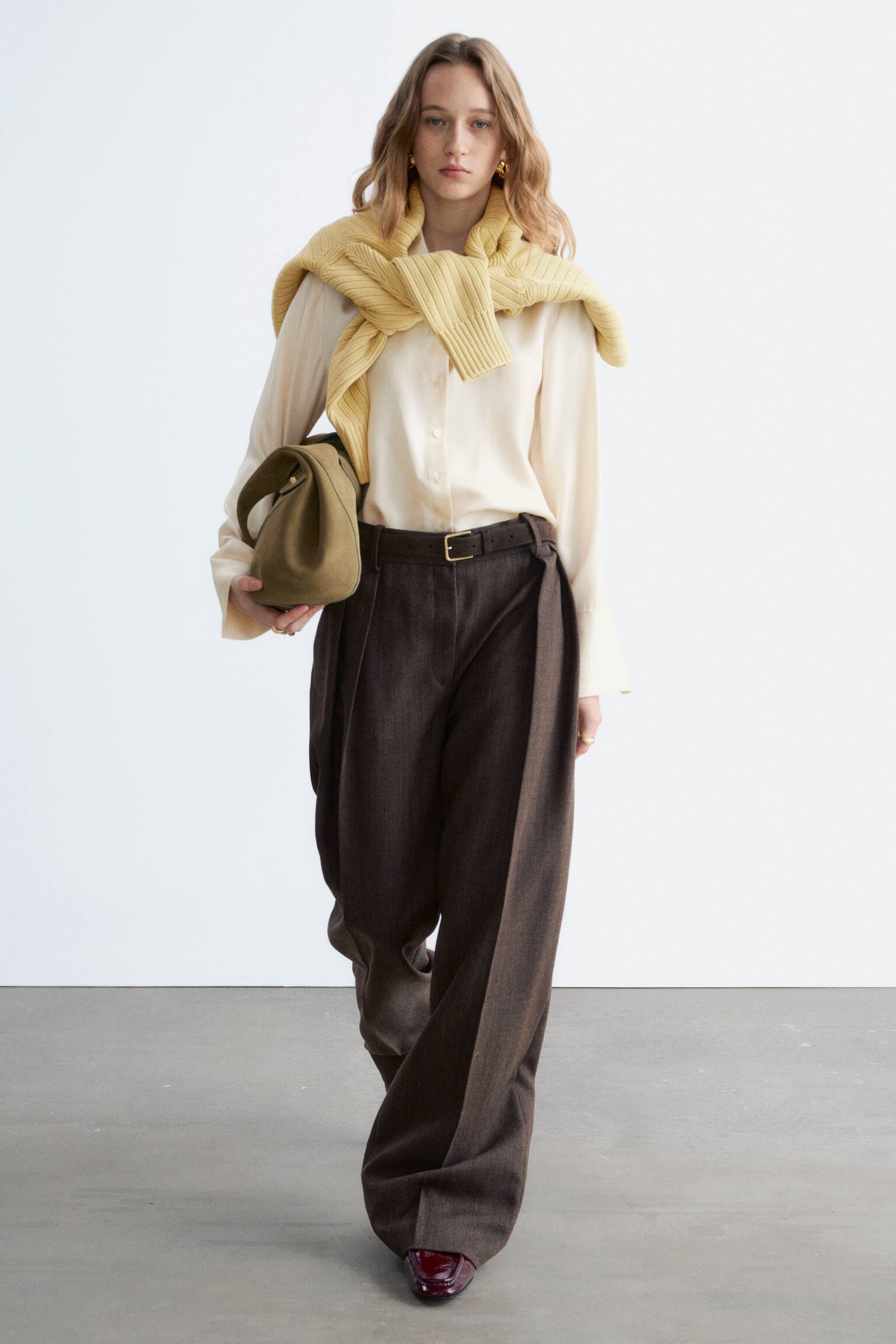 Uldbukser med pressefolder - Mørkebrun - 7