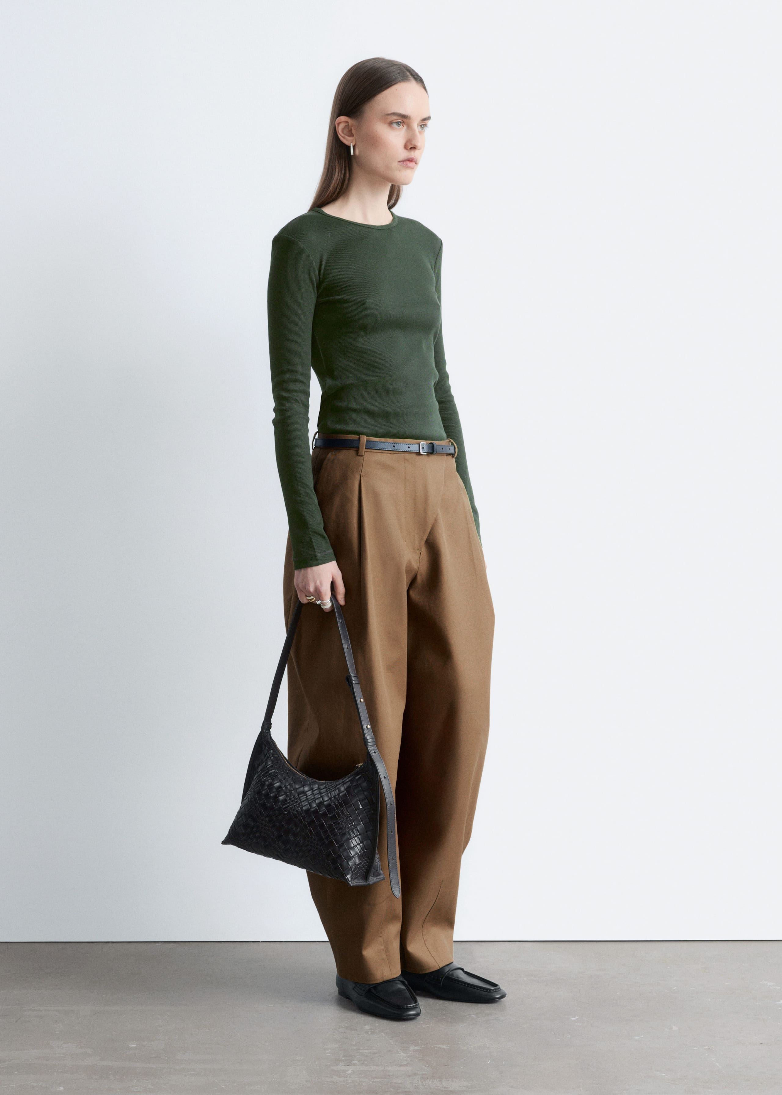 Image of Ribbed Long-Sleeve Top