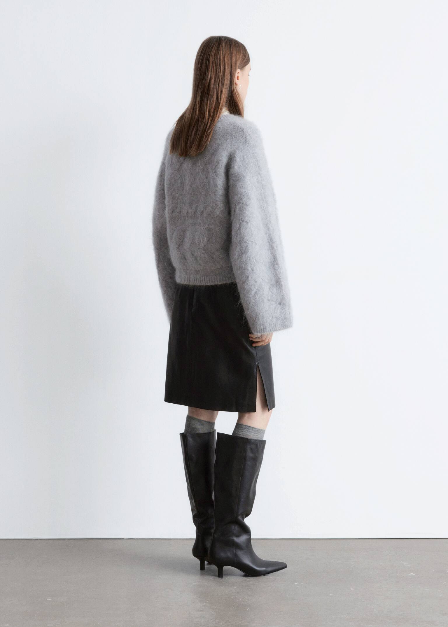 Mohair-Blend Cable-Knit Jumper - Grey/White - 4