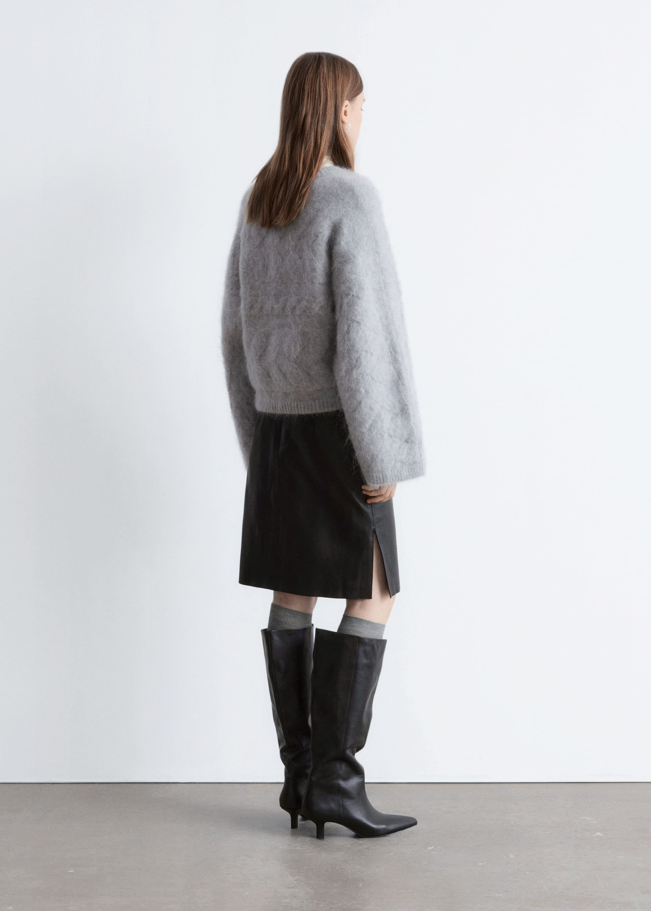 Pull à mailles torsadées de mohair mélangé - Gris - Lookbook