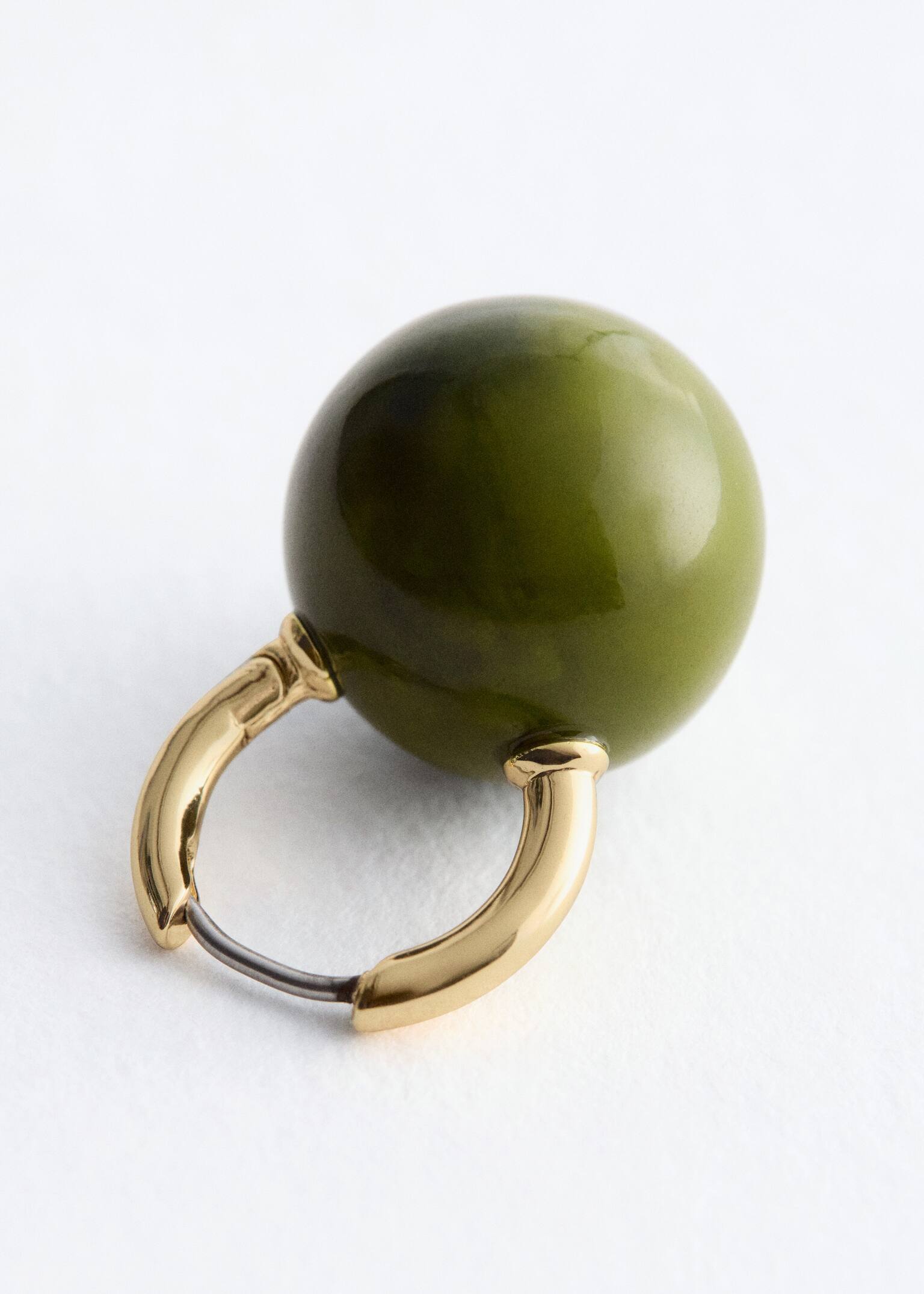 Sphere Bead Hoop Earrings - Gold/Green/Silver/Black - 3