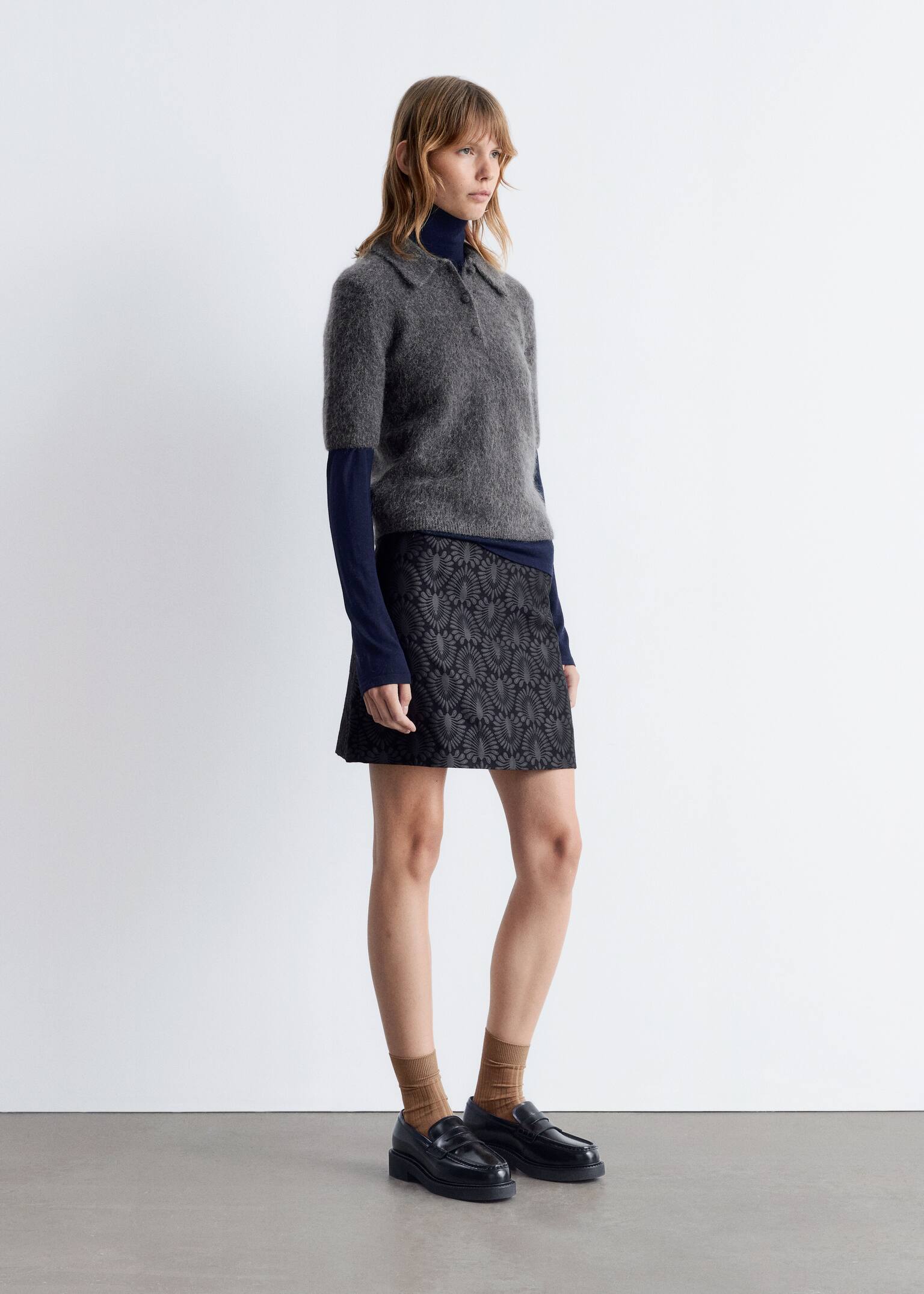 Brocade Mini Skirt - Black