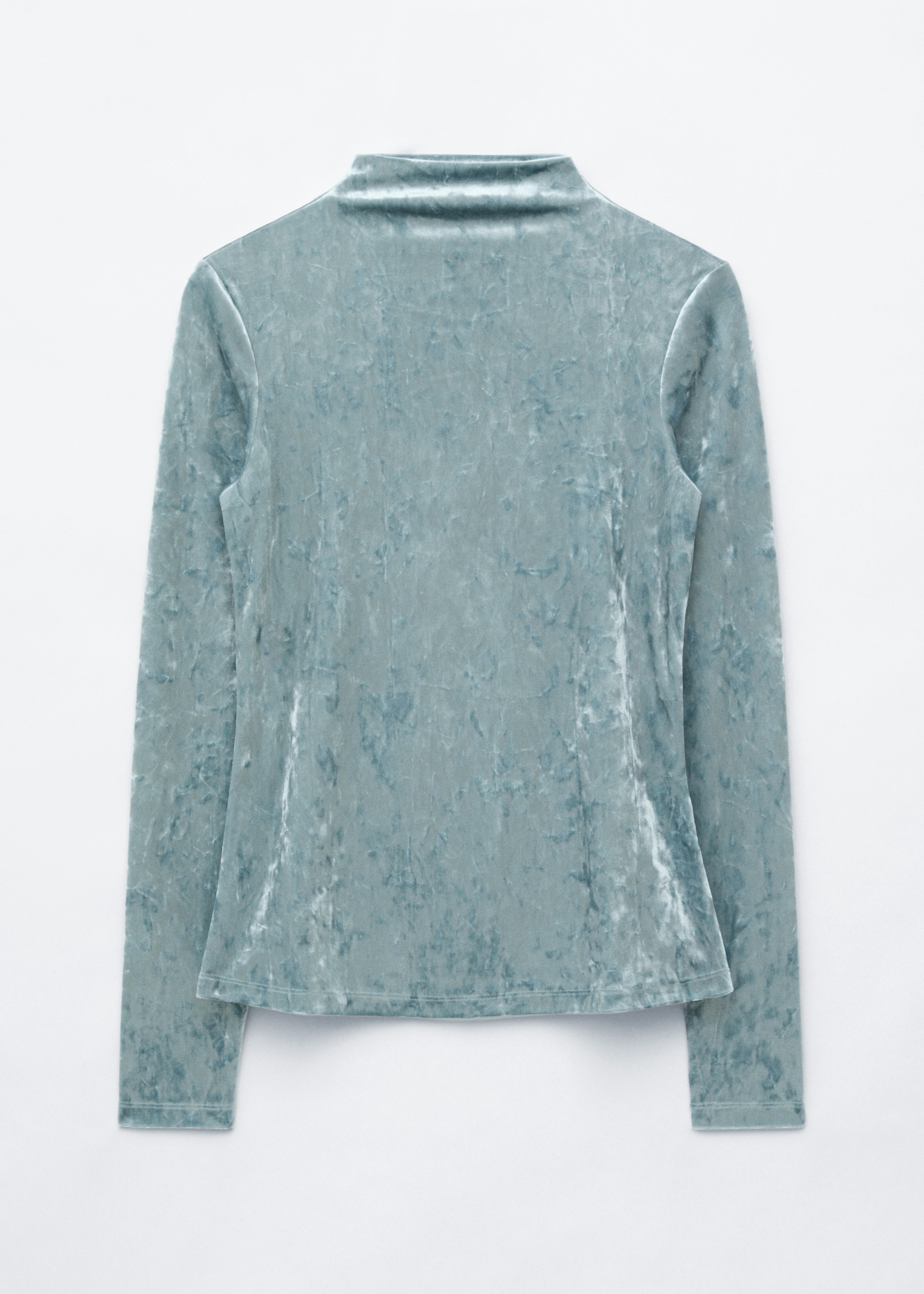 Velvet Mock Neck Top - Turquoise/Black