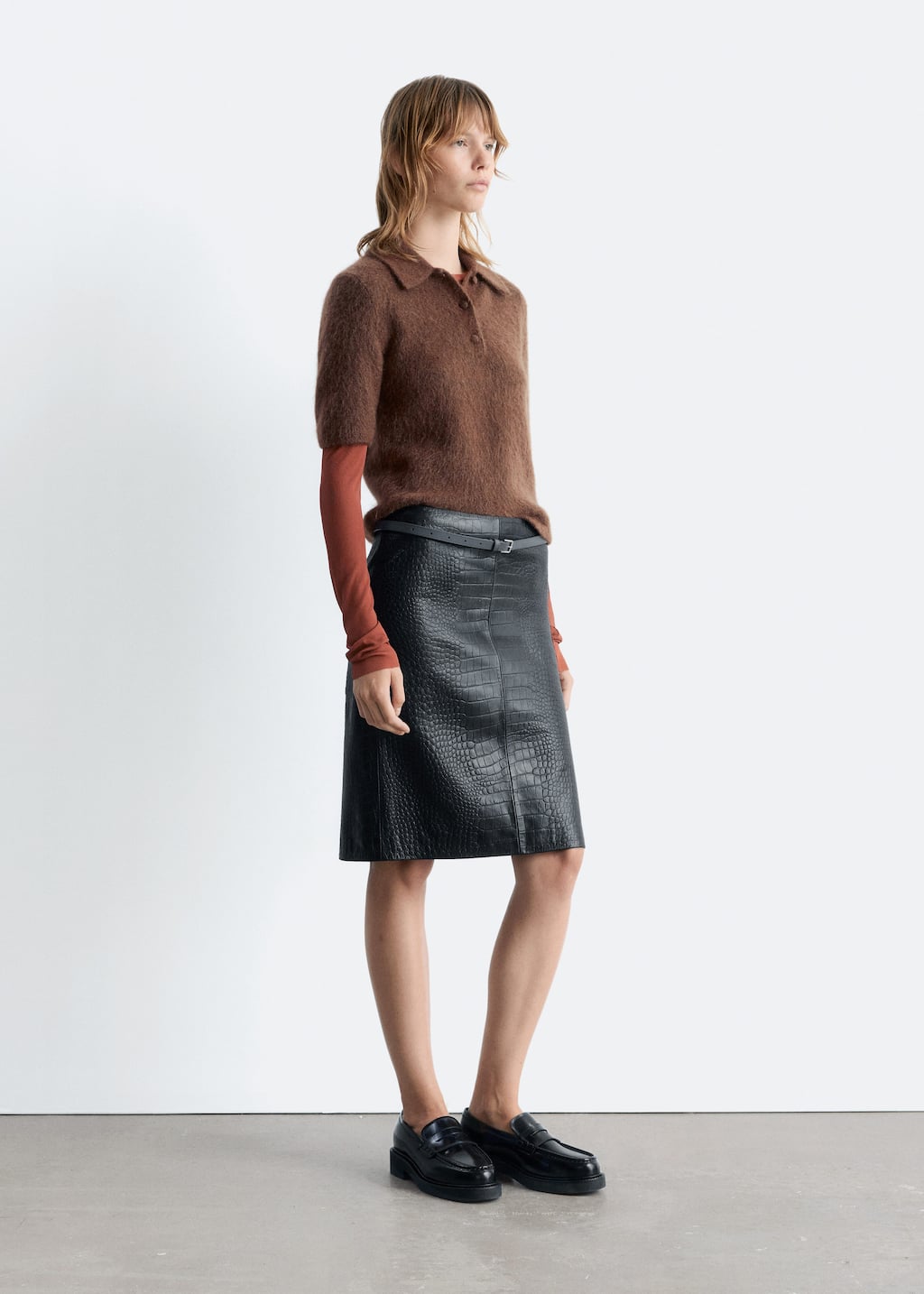 Image of Brushed Knit Polo T-Shirt