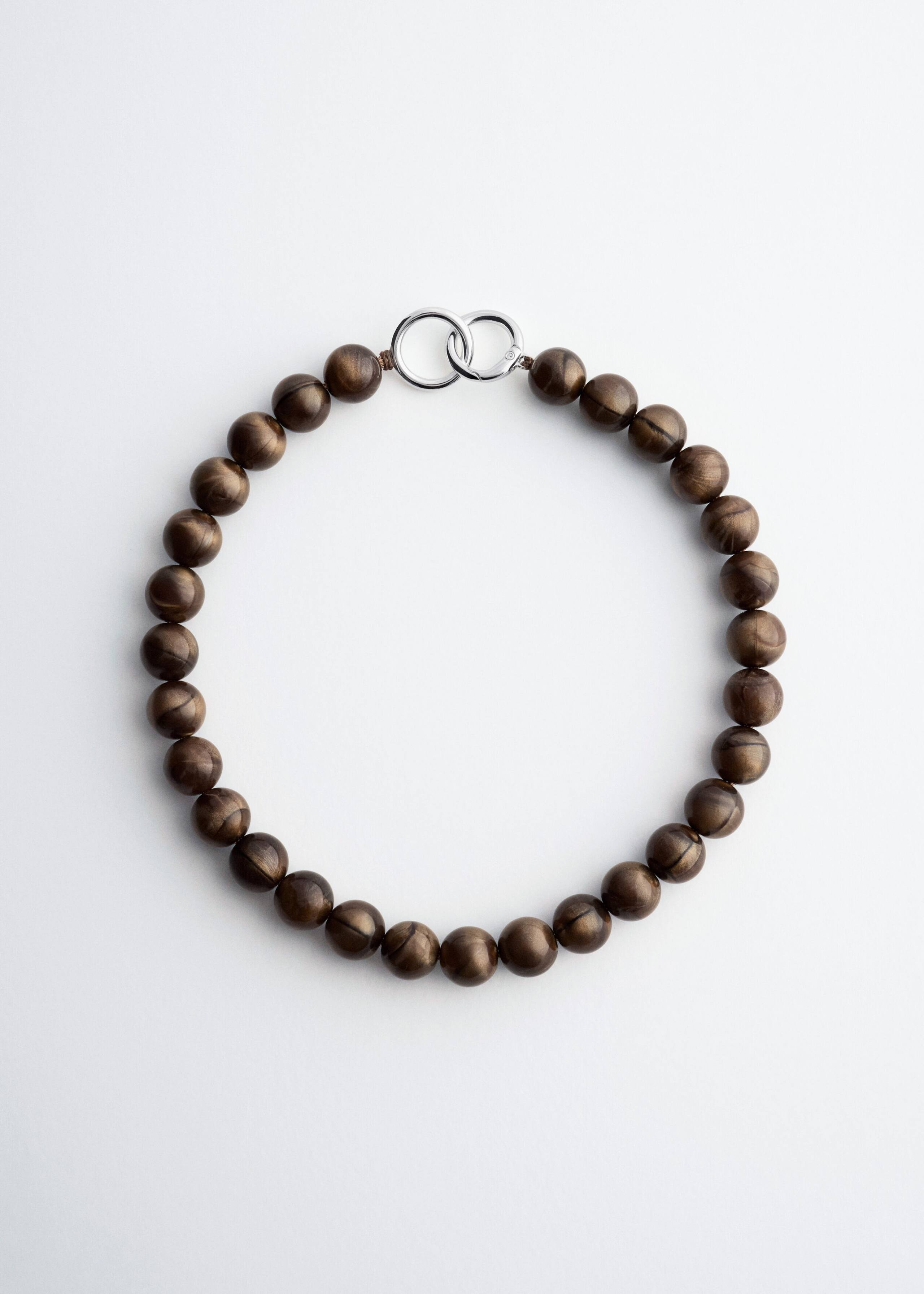 Collana corta con perle di pietra - Beige scuro - Natura morta