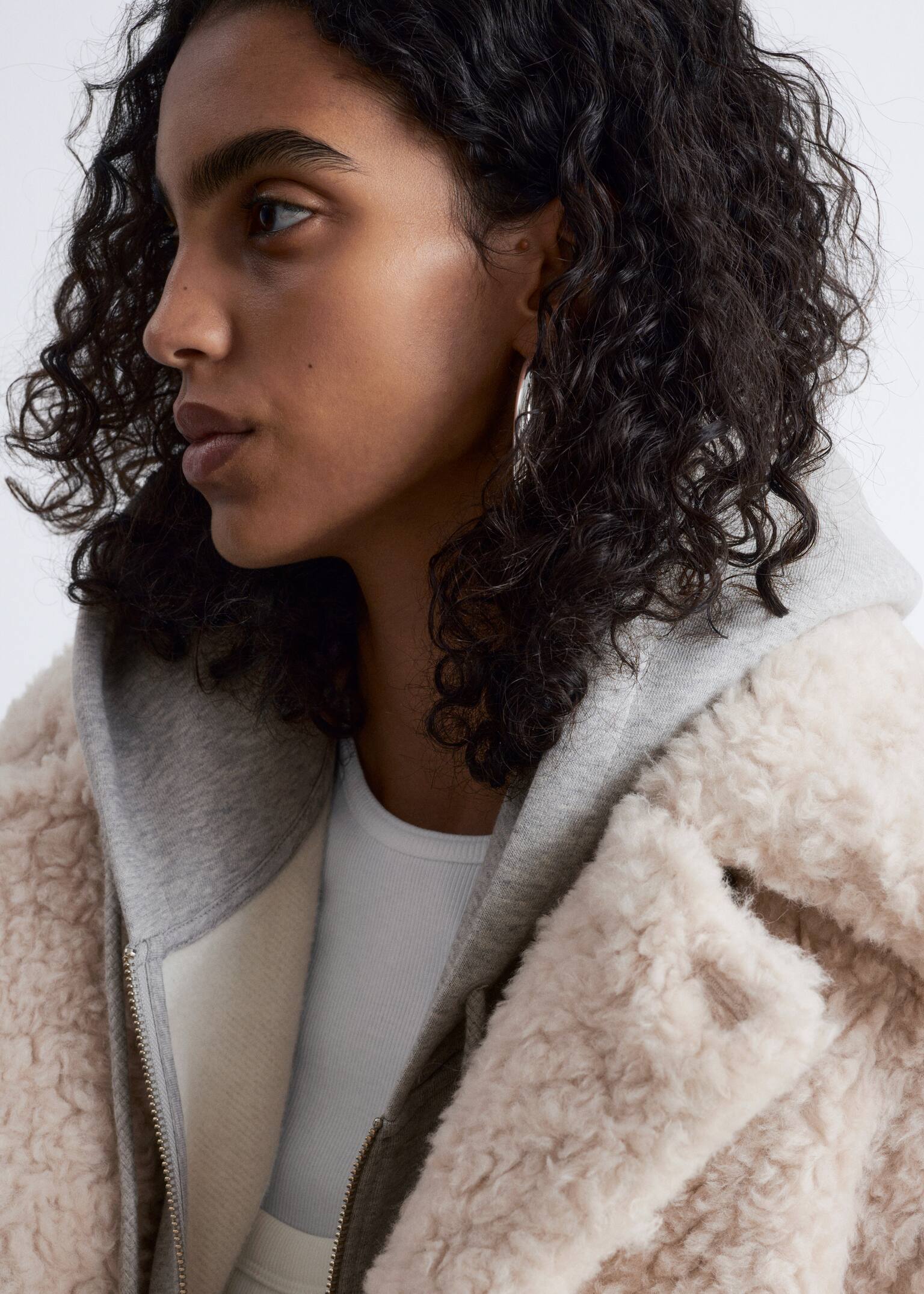 Wool-Blend Faux-Fur Jacket - Beige - 3